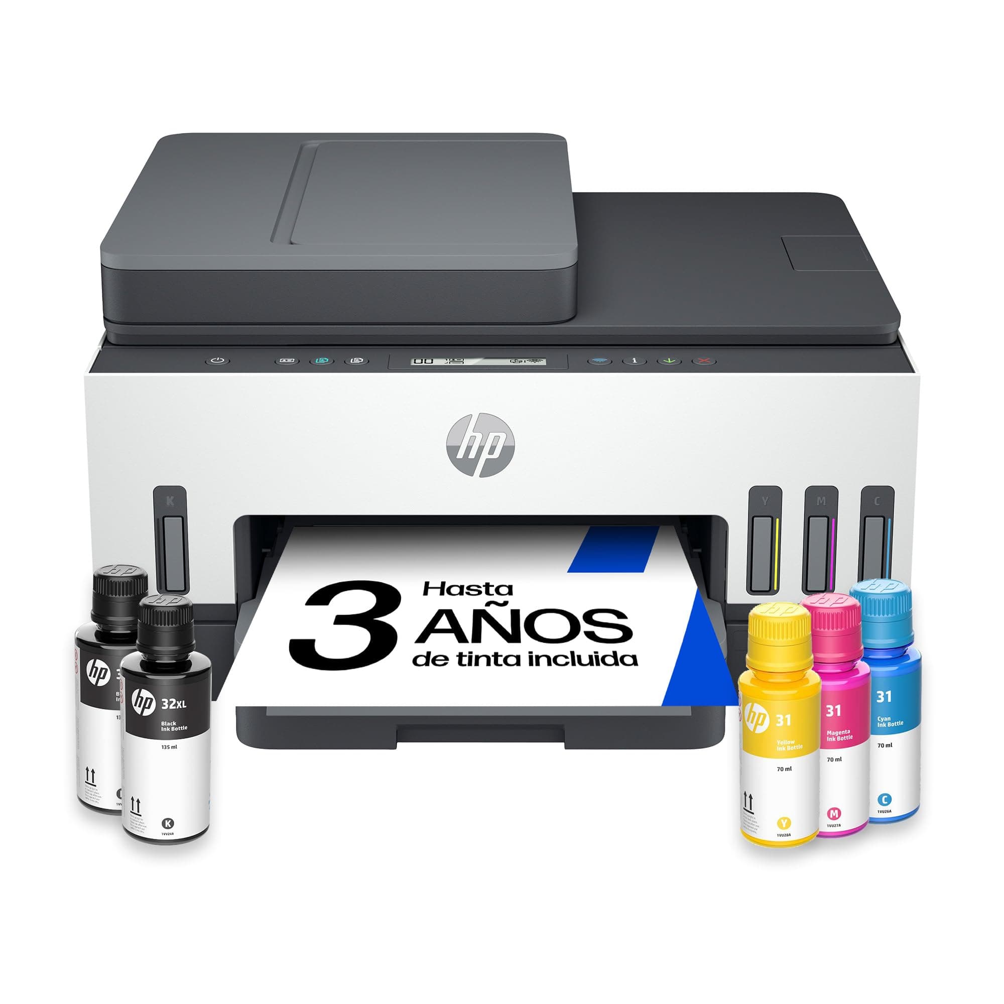 HP Smart Tank 7307, Impresora multifunción a Color, Inyección de Tinta, Wi-Fi, AAD 35 Hojas, impresión automática a Doble Cara, Escaneo y Copia, Tinta incluida hasta 3 años