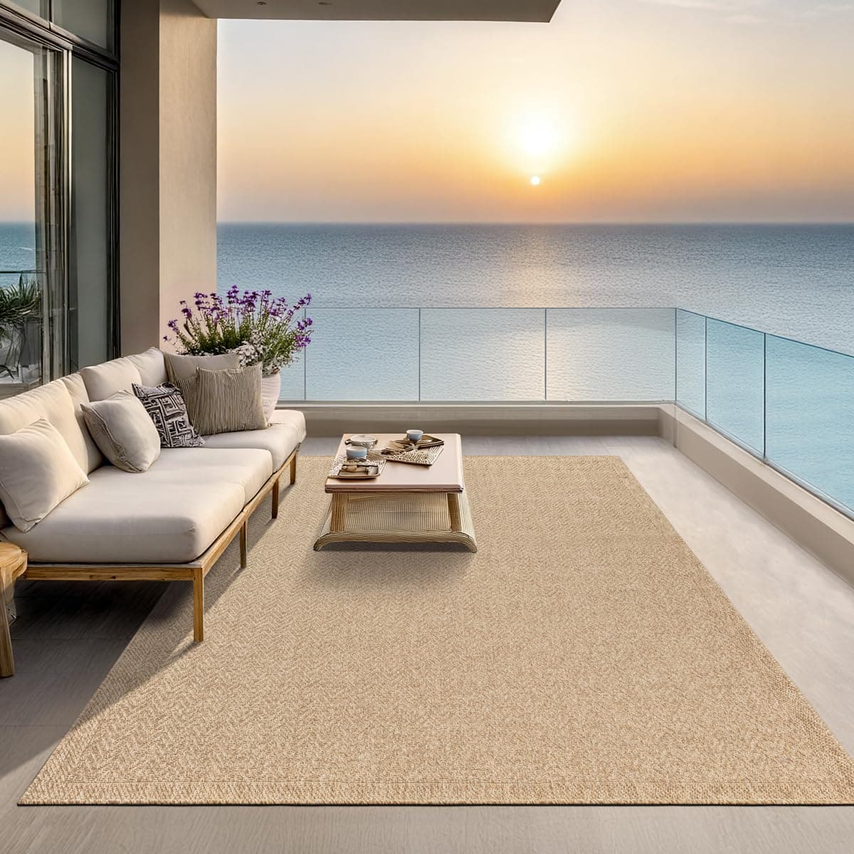 the carpet Kansas – Tapis intérieur Confortable et élégant pour Salon, Chambre ou Couloir, Doux et Chaleureux, Facile à Nettoyer, Style Jute Naturel, également adapté pour l’extérieur, 240 x 340 cm
