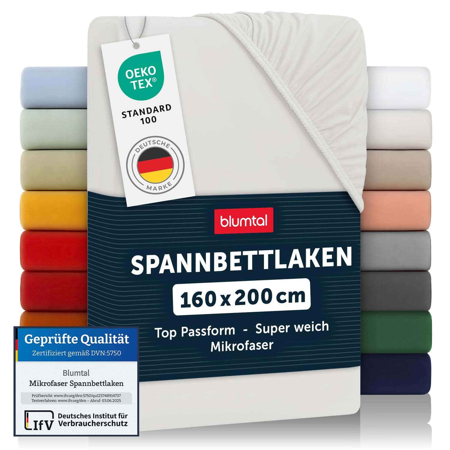 Blumtal® Spannbettlaken 160x200cm aus Microfaser - Oekotex zertifiziertes Bettlaken - Spannbetttuch 160x200 / Bettlaken 160x200 - Spannbettlaken - Elfenbein