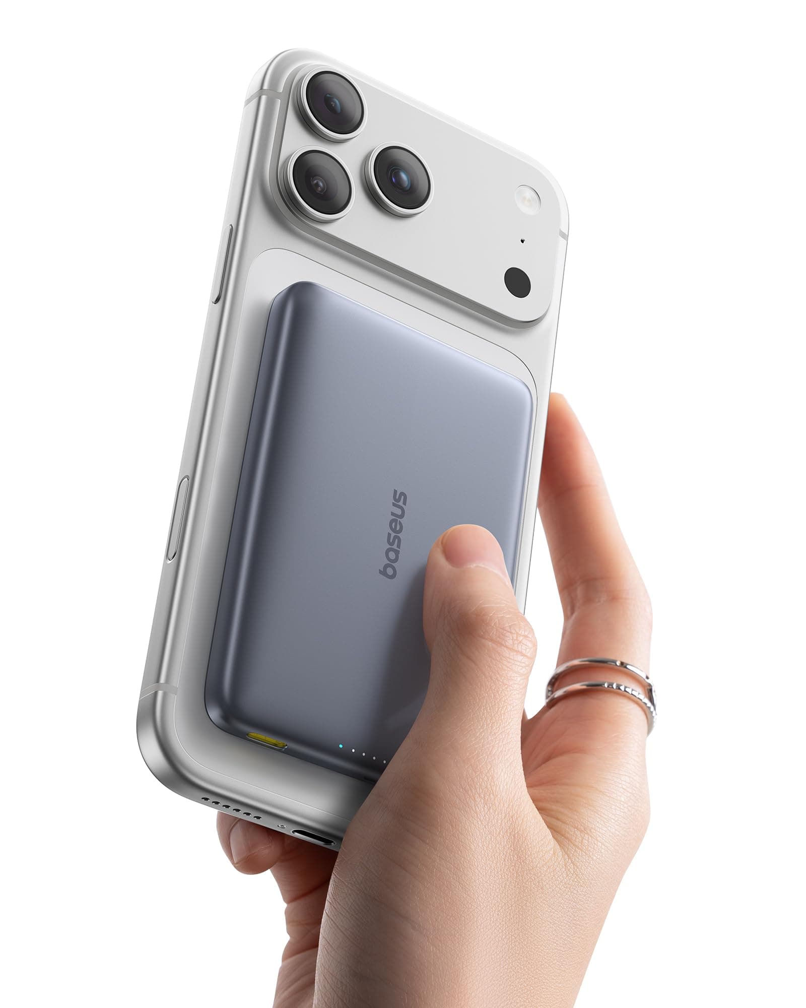 Baseus Picogo AM41 Power Bank, 10000mAh Qi2 Magsafe Powerbank 15W Wireless, Ultra Slim, Ricarica Rapida PD 27W, Magnetico Batteria Esterna per iPhone 17/16/15/14/13/12, Grigio