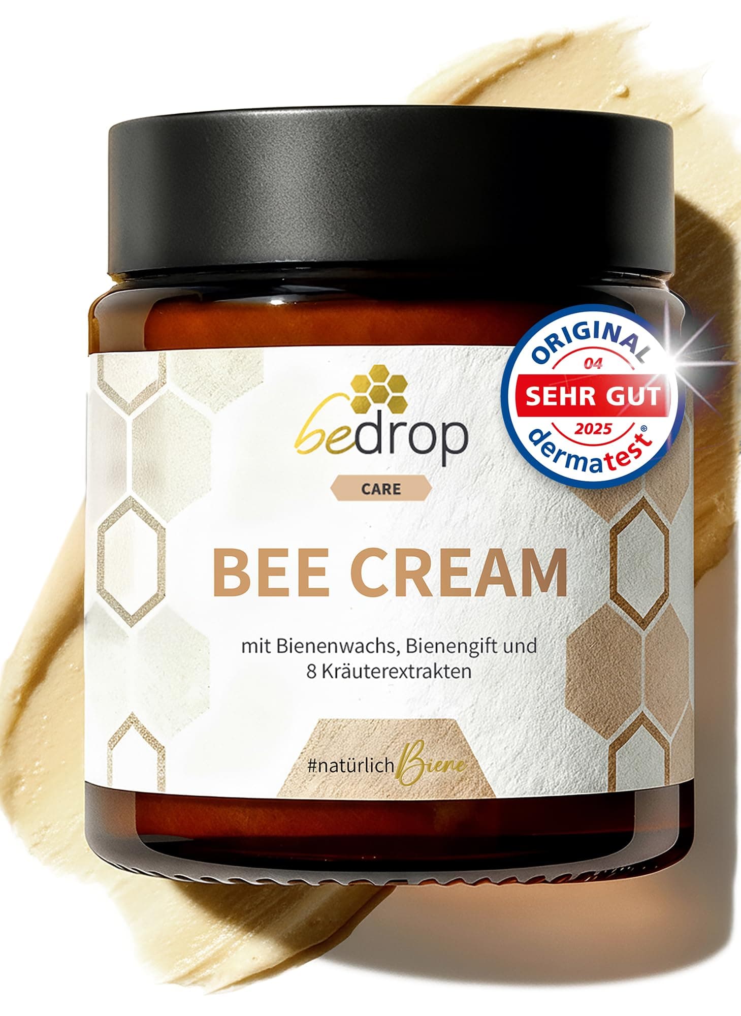 bedrop Bienengiftsalbe hochdosiert (kühlend & wärmend) - Bee Cream Bienengiftcreme mit Bienenwachs und 8 Kräuterextrakten, wie Aloe Vera, Ringelblume, Eukalyptus und Rosskastanie 100g