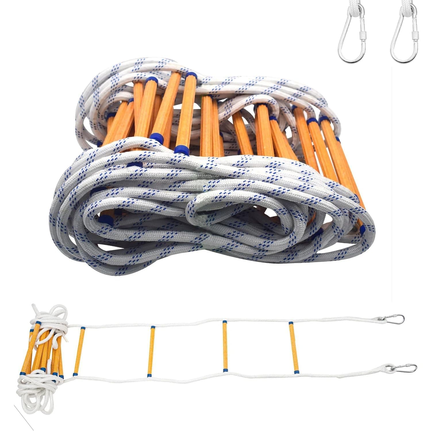 Echelle De Corde,8m Échelle De Sécurité Difficilement Inflammable avec Mousquetons,Convient Aux Maisons De 3 à 4 Étages,Aux Balcons Et Aux Rampes,avec Une Capacité De Charge Allant Jusqu'à 200 Kg