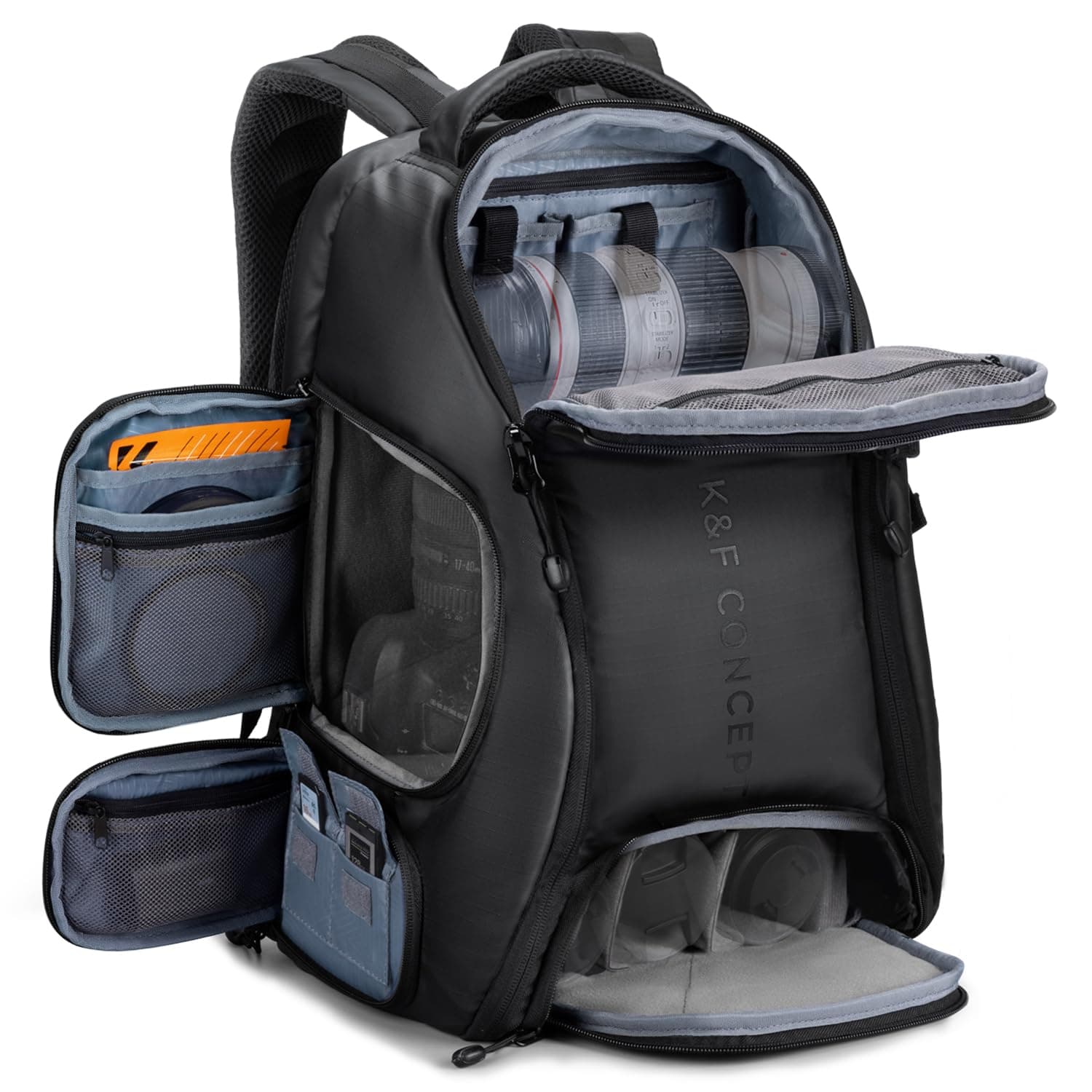 K&F Concept Mochila cámara Bolsa Fotografia impermeable, Bolsa para cámara fotográfica con cubierta para la lluvia Soporte para trípode