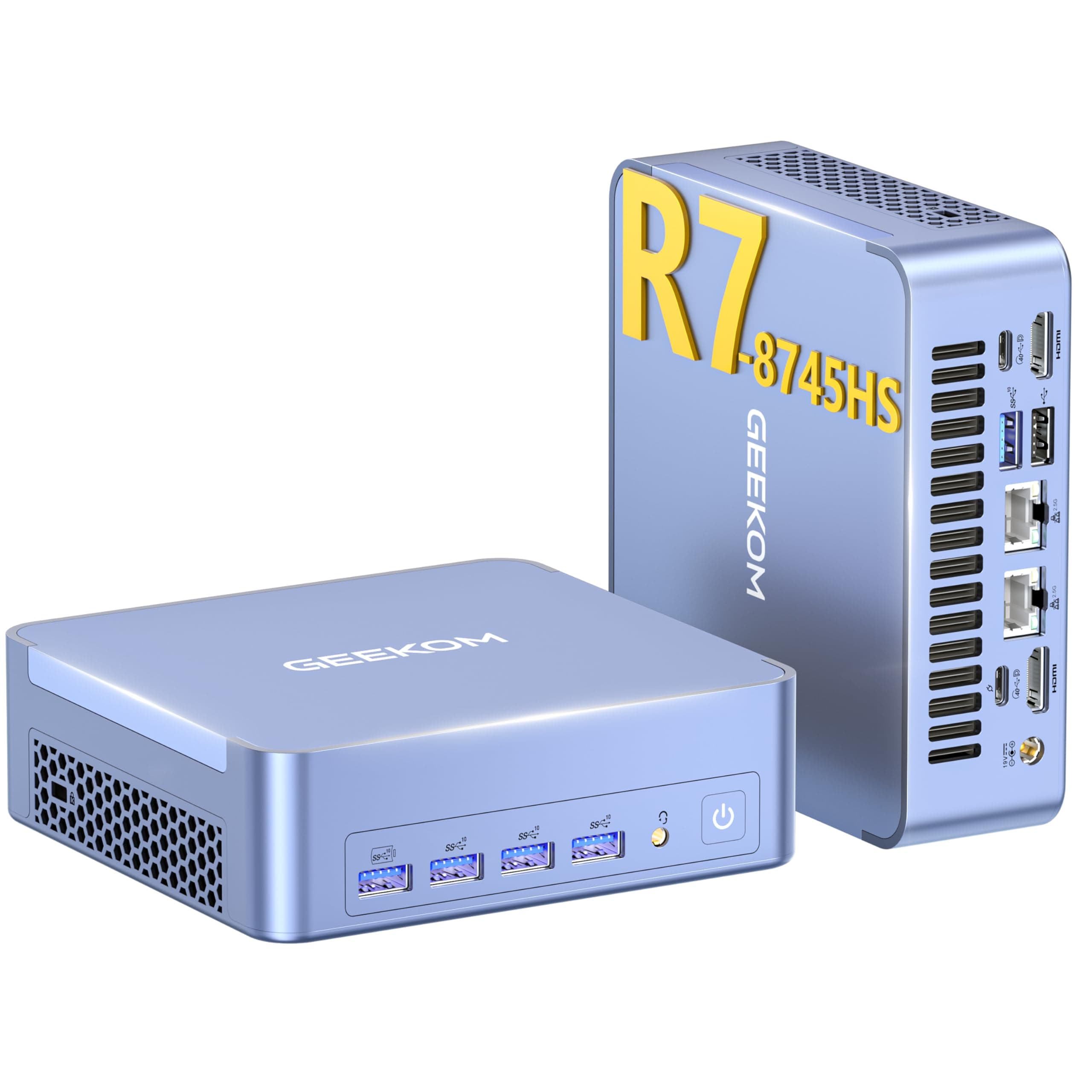 GEEKOM AX8 MAX Mini PC con AMD Ryzen 7 8745HS (Actualizado 6800H), 16GB DDR5 (DDR Ampliable, No LPDDR Bloqueada), 1TB SSD| Radeon 780M| Dual 2.5GbE LAN| USB4.0| WiFi 6E| 4 Pantalla 8K| Windows 11 Pro