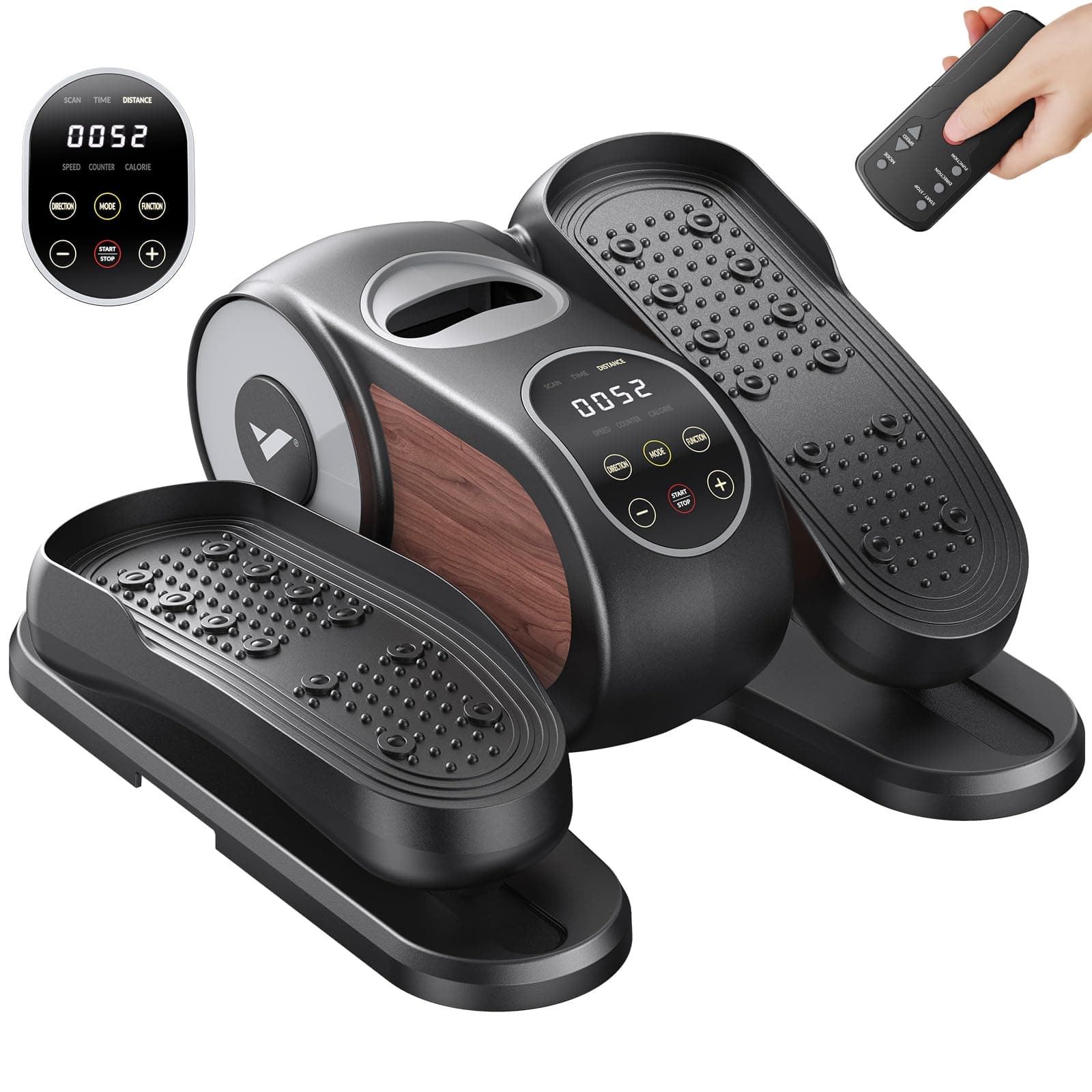 MERACH Máquina Elíptica Eléctrica, Mini Elíptica Bajo Escritorio para Hogar, Mando, Pantalla Grande, Base Antideslizante, 12 Vel., Silenciosa, Portátil, para Mayores y Rehabilitación de Piernas