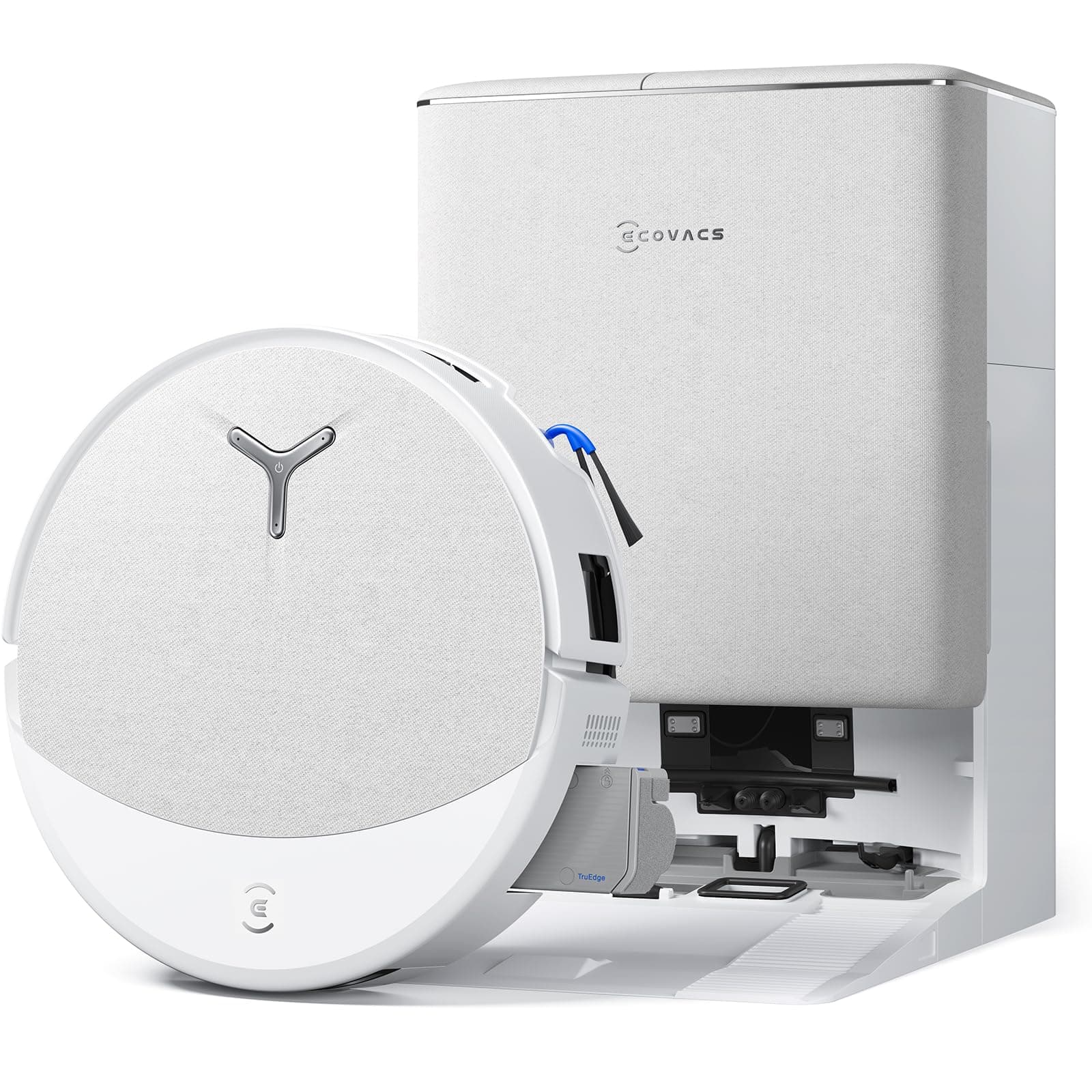 ECOVACS DEEBOT T90 PRO Omni Saugroboter mit Wischfunktion, Roboterstaubsauger 30.000 Pa, Schnellladen mit PowerBoost, OZMO Roller 3.0 mit TruEdge, automatische Dosierung der Reinigungslösung, Weiß