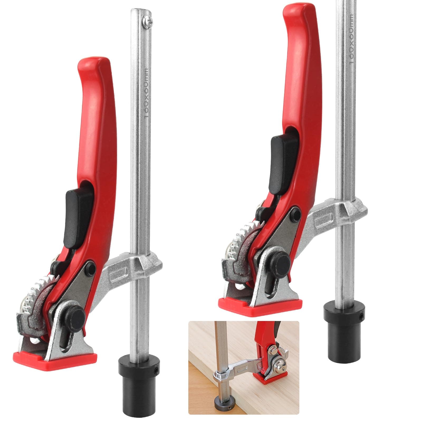 BIGP 2 Pièces Serre Joint à Levier, Élément de Serrage ø20 pour Tables Multifonctions, Presse à Serrage Rapide Réglables, Plage de Serrage 160, Profondeur de Gorge 60