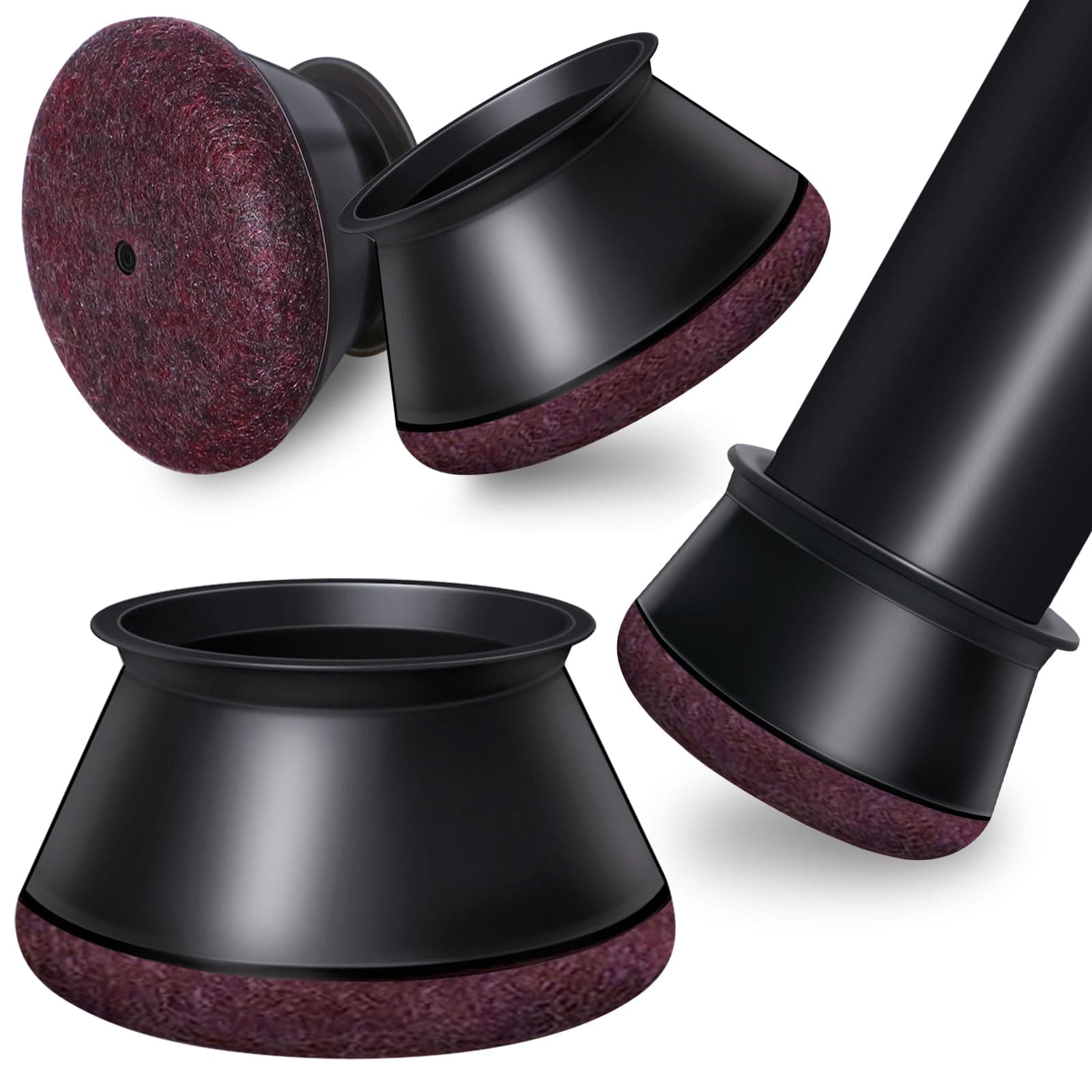 OCONDA 24 Pezzi Gommini per Sedie Rotondi Silicone, Feltrini per Gambe di Mobili, Proteggere il Pavimento dal Rumore Nero (Fit:38-50mm)