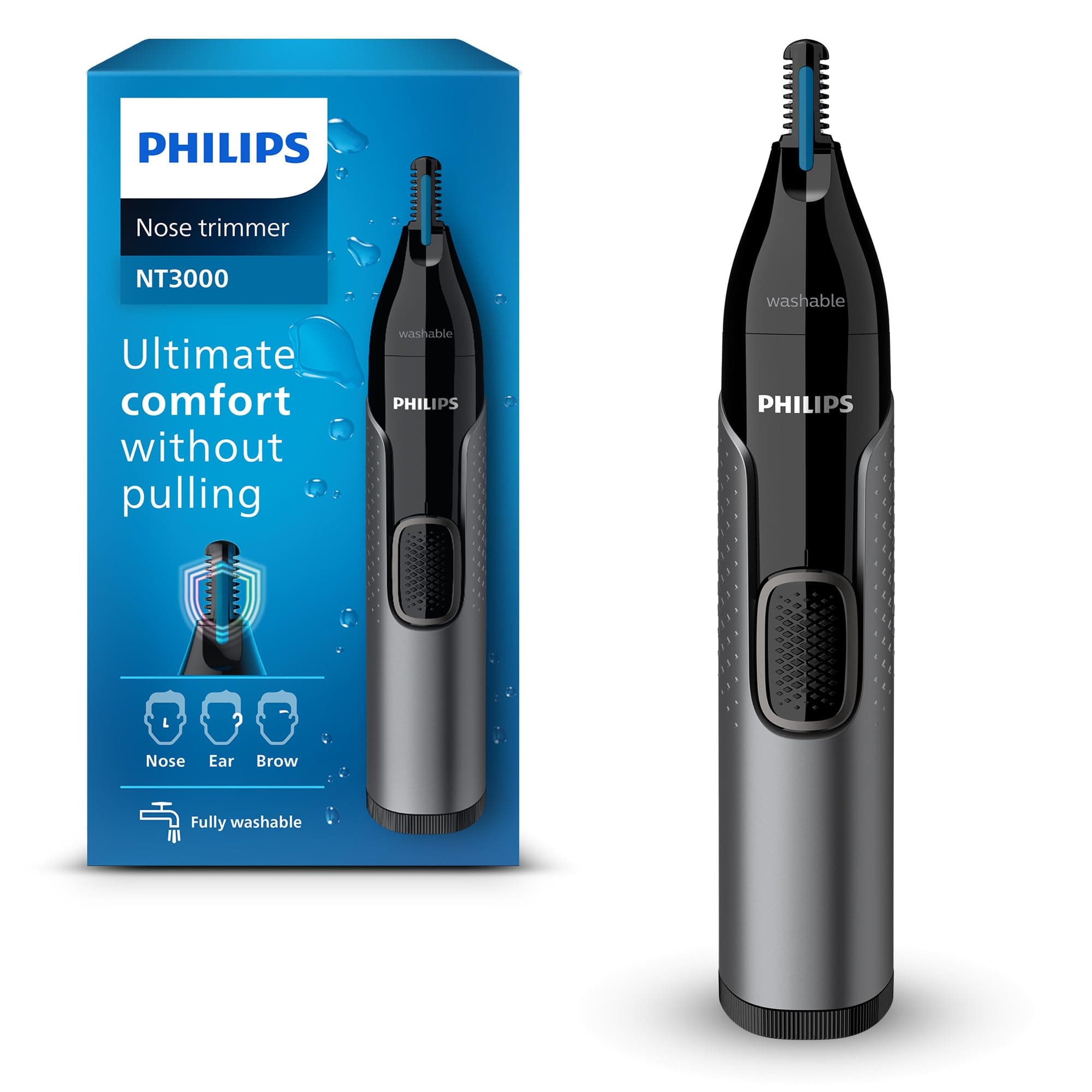 Philips Nose Trimmer Serie 3000 Rifinitore per Peli di Naso, Orecchie e Sopracciglia (modello NT3650/16)
