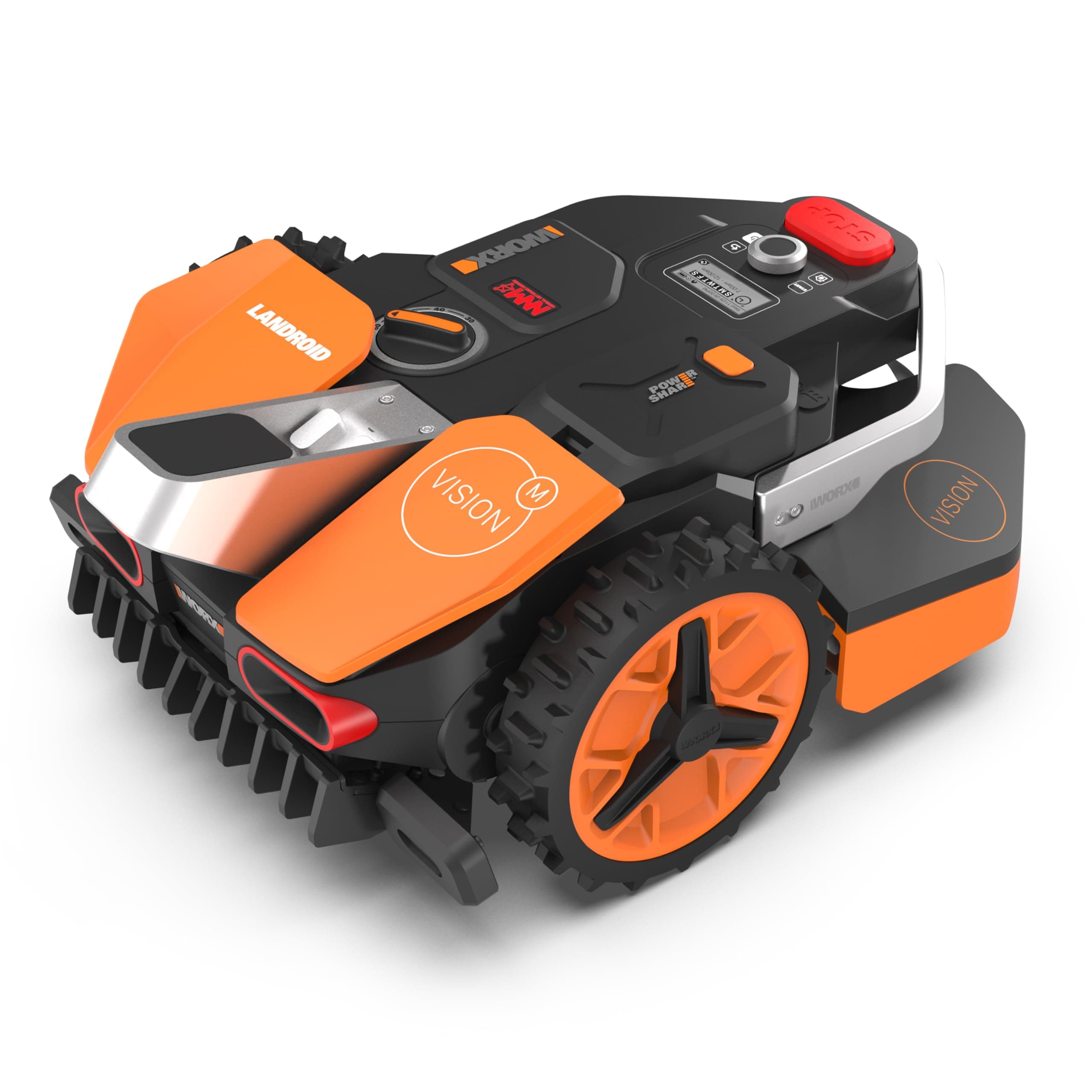 WORX LANDROID Vision WR205E, Robot Tondeuse sans Fil périphérique 500 m² Surf.Max 600 m², Installation en 30 Min, Caméra 4K + IA Adaptative, évite Tous Les Obstacles, Coupe des Bordures, Multizone