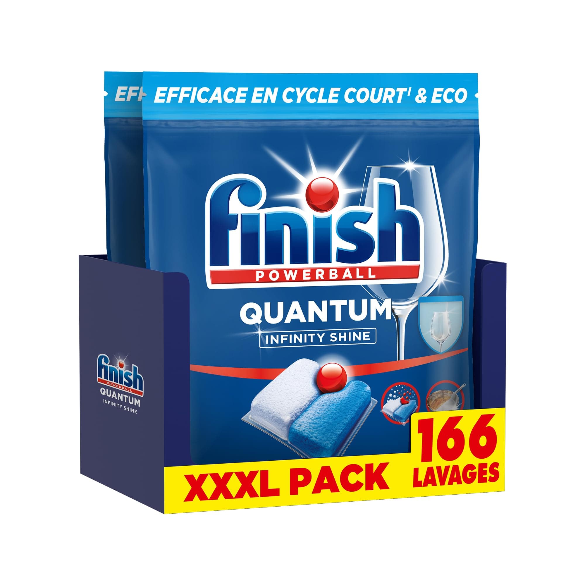 Finish Quantum Infinity Shine Pastilles Lave-Vaisselle, Elimine Les Taches Tenaces, 166 Capsules