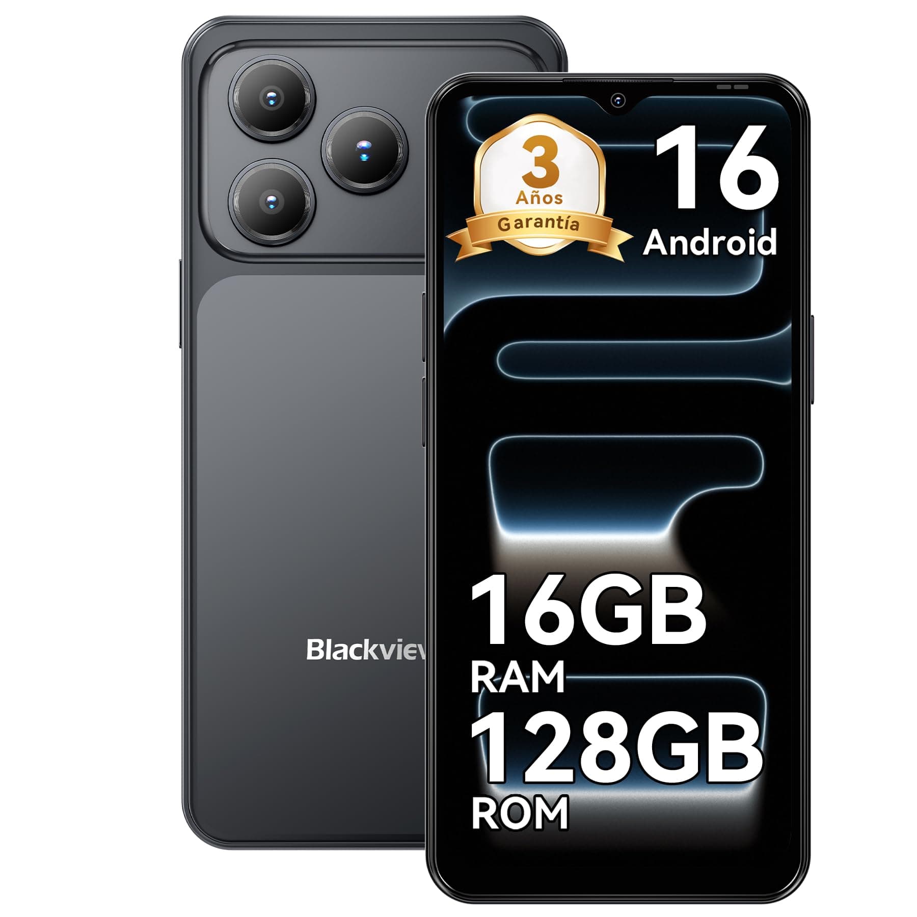Blackview WAVE 7C Telefono Movil Baratos Buenos Android 16,32+13MP,6.56",16 +128GB/2TB TF Celulares Smartphone,Mobiles Libres Oferta 5000mAh/3.5mm/WiFi 5G/Face ID/3 Ranura Para Tarjeta,3 Años Garantía