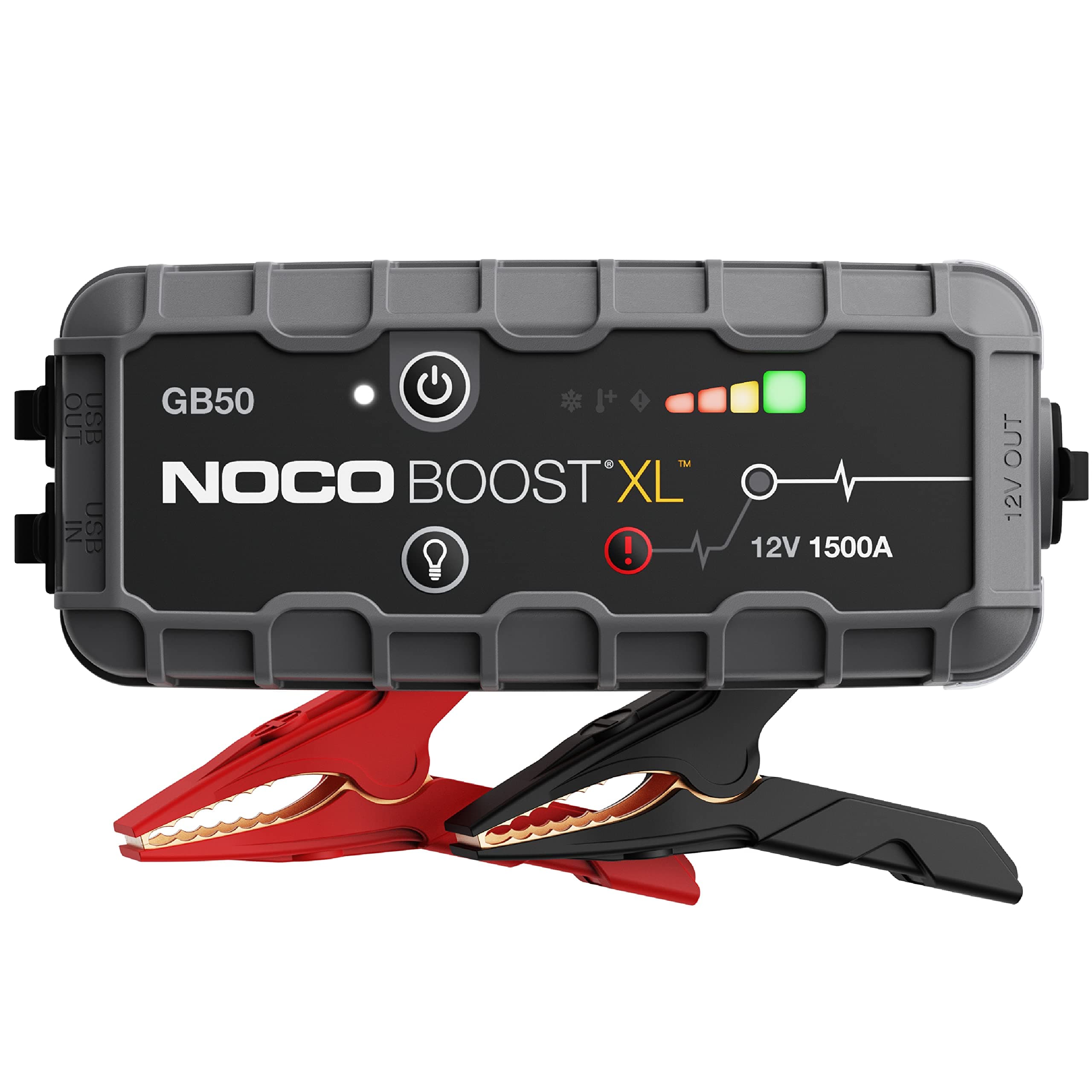 NOCO Boost GB50: Booster Batterie UltraSafe 1500A – Démarreur Lithium 12V Portable avec Powerbank et Chargeur USB – pour Moteurs Essence 7,0L et Diesel 4,5L