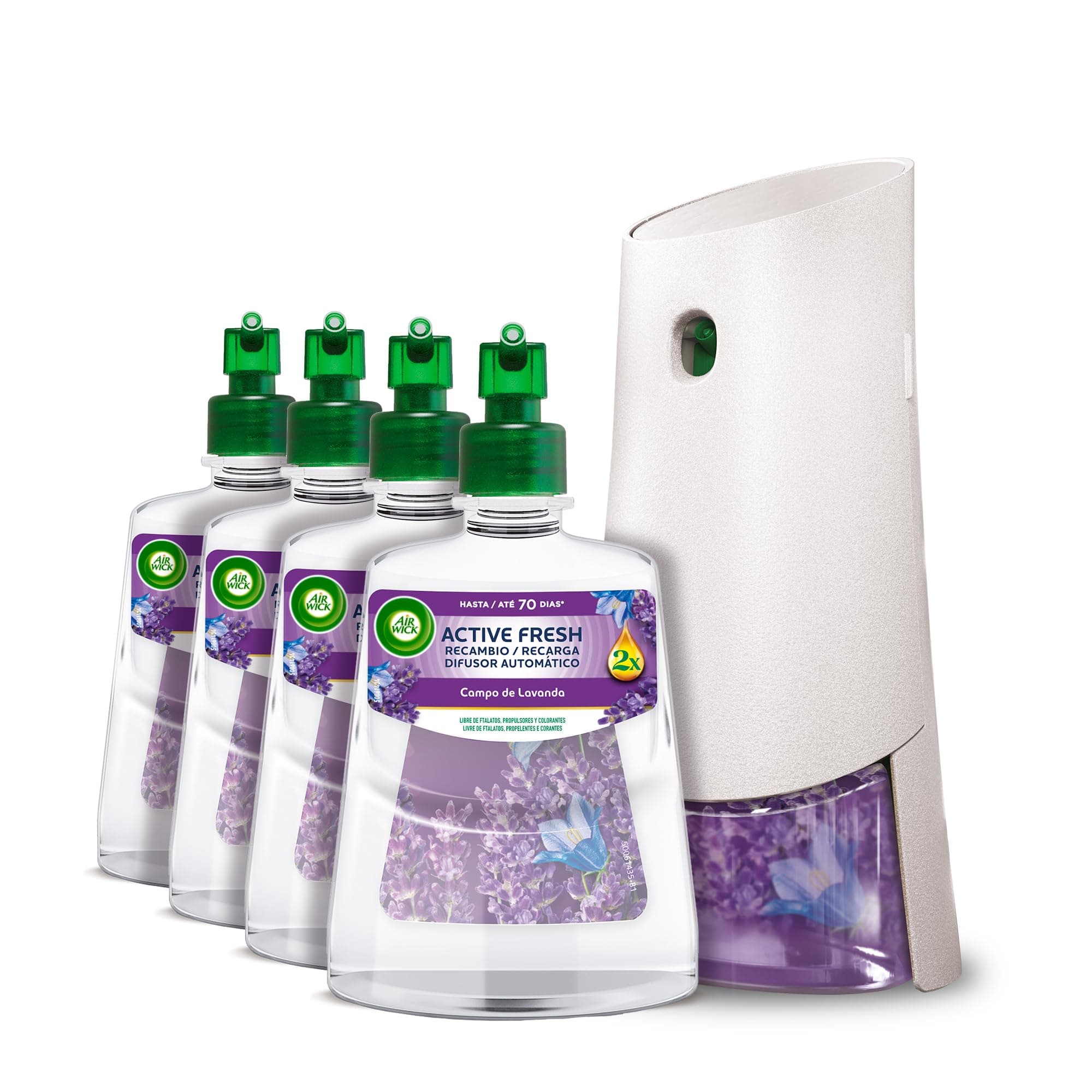 Air Wick Active Fresh Kit Ambientador Automático, Lavanda, Difusor + 4 Recambios, 280 Días