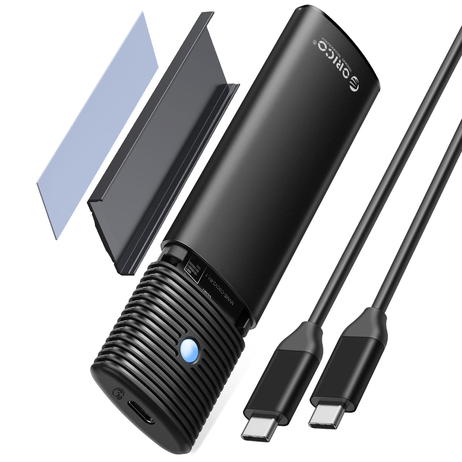 ORICO NVMe Gehäuse M.2 SATA SSD Adapter, USB 3.2 Gen 2 10Gbps PCIe -, 5Gbps NGFF M2 SATA B+M Key 2230/2242/2260/2280, Aluminium Externe M2 Case Unterstützung UASP Trim, Werkzeuglos-PWDM2-BK