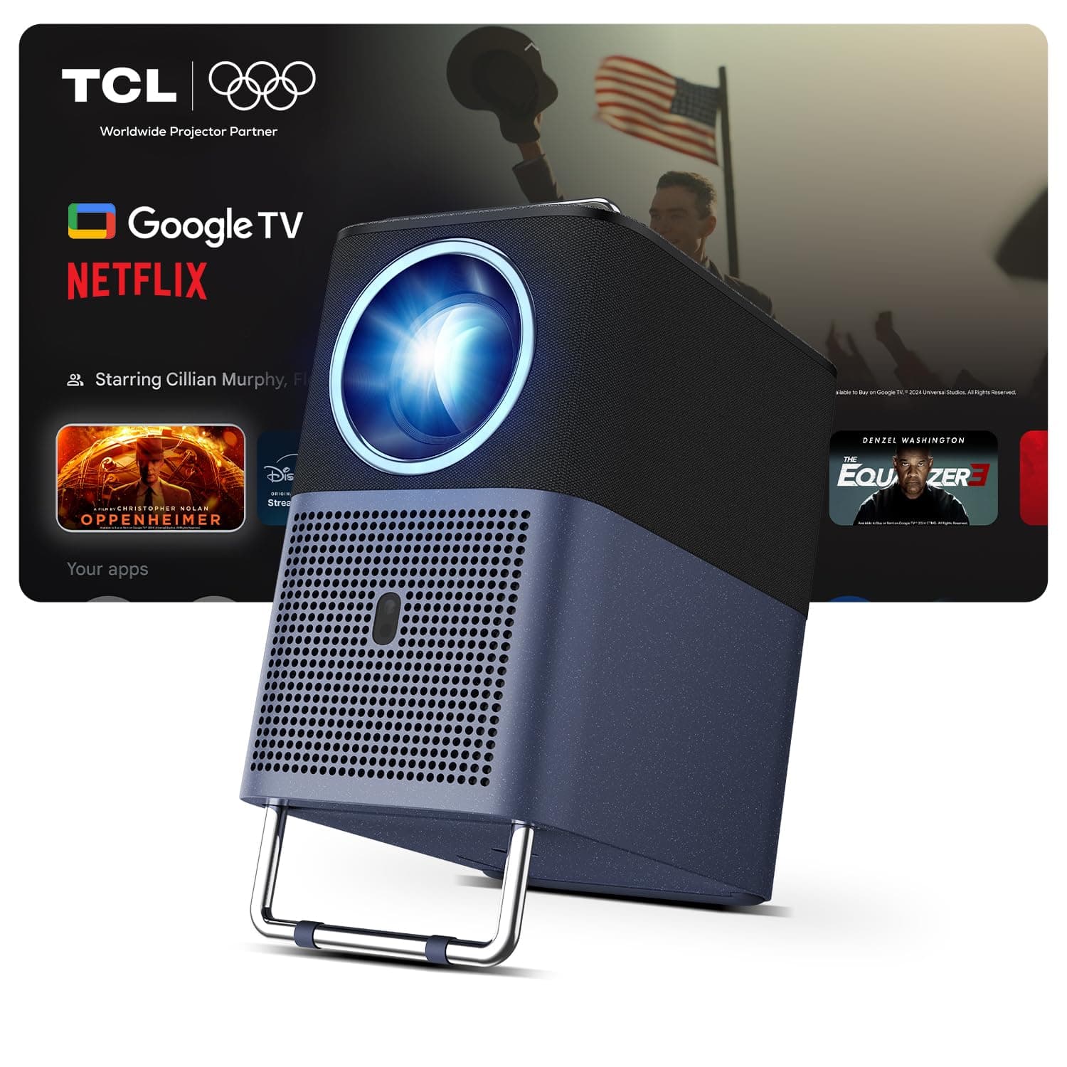 TCL A1s Proiettore 4K Supporta, Smart Google TV, Licenza Netflix, 2x 8 W Audio Dolby, Nativa 1080P, ISO 600, Con Messa a Fuoco Automatica e Correzione Trapezoidale, Wi-Fi Bluetooth, Protector Portátil