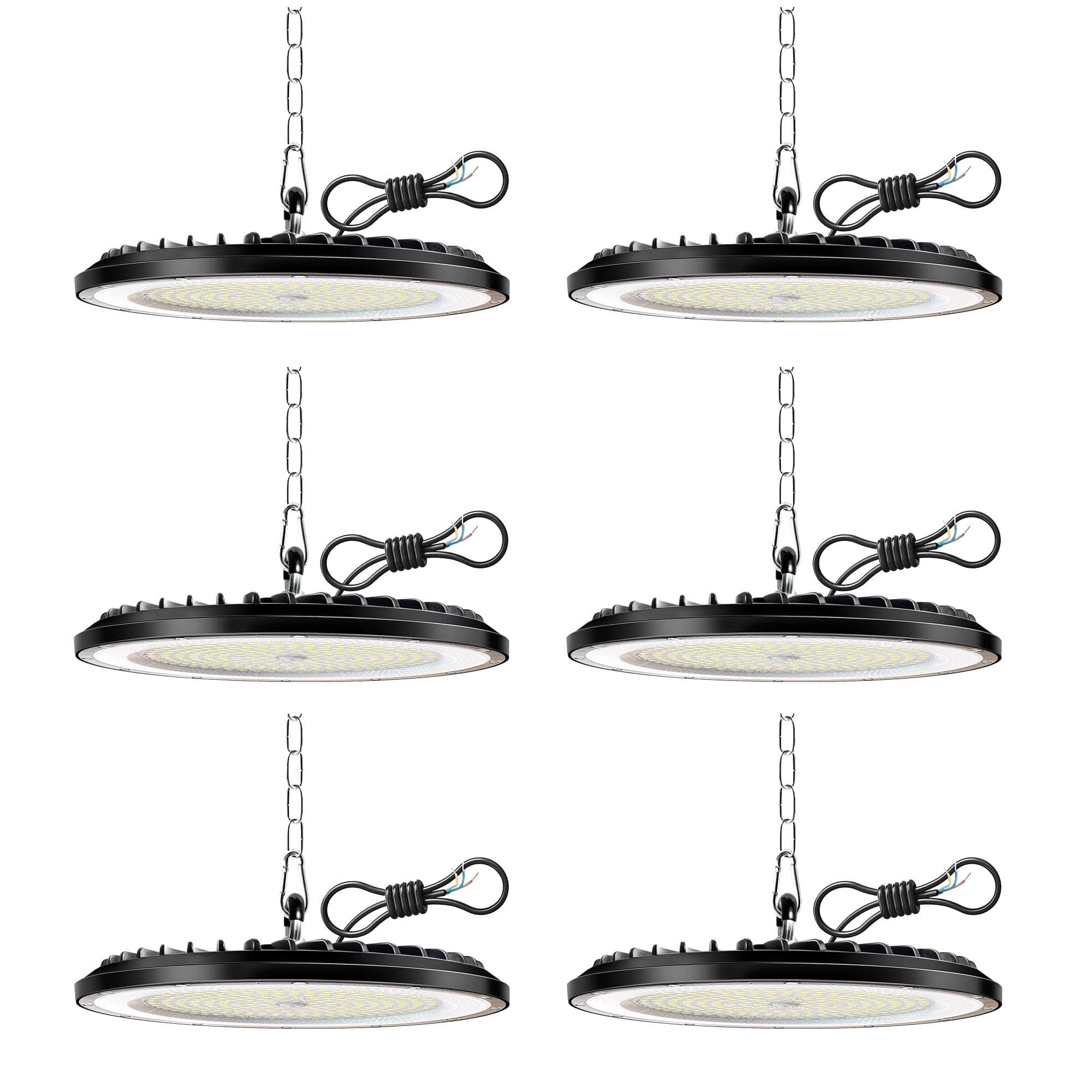 6 Pack Faretto LED UFO 150W, 22500LM 6000K Lampada Officina Super Luminose Bianco Freddo, IP65 Impermeabile Industriale Faretto, Lampada LED per Garage, Magazzini, Fabbrica, Stadio Coperto