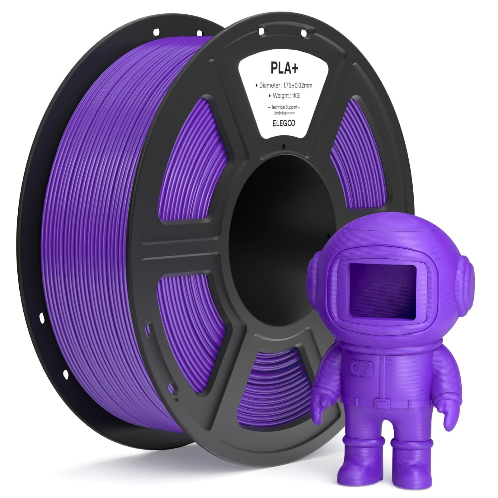 ELEGOO Filamento PLA+ 1.75 1KG Morado, Filamento PLA Plus para Impresora 3D, Precisión Dimensional +/- 0.02mm, Carrete Filamento 3D, para Mayoría Impresoras 3D