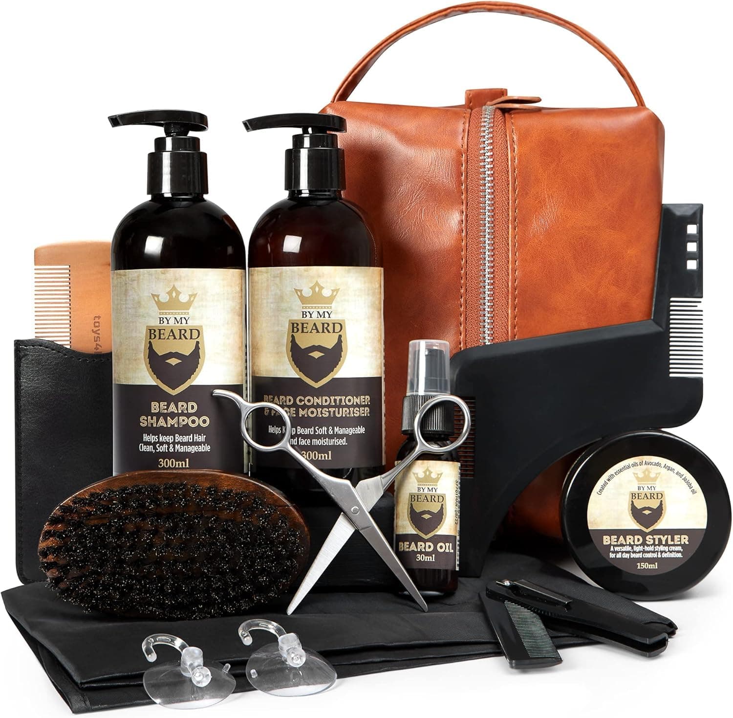 Toys4boys Kit Soin Barbe Homme - Pleine Taille Kit Barbe Homme - Coffret Barbe Homme Complet - Entretien Barbe Homme Naturels - Produit Barbe Homme de Haute Qualité - Idéal comme Cadeau Homme