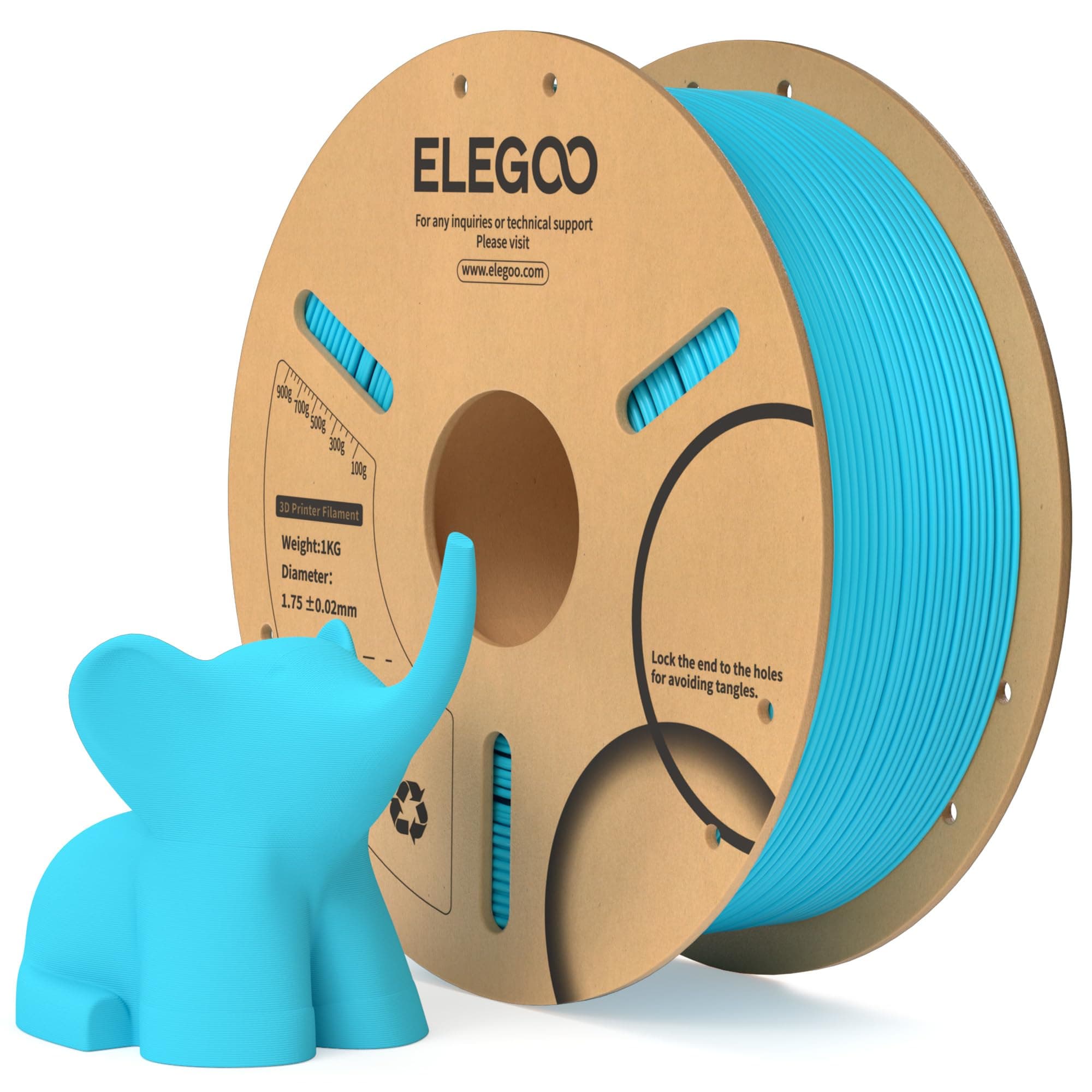 ELEGOO Filamento PLA 1.75 1KG Azul Cielo, Filamento para Impresora 3D, Precisión Dimensional +/- 0.02mm, Carrete Filamento 3D,para Mayoría Impresoras 3D