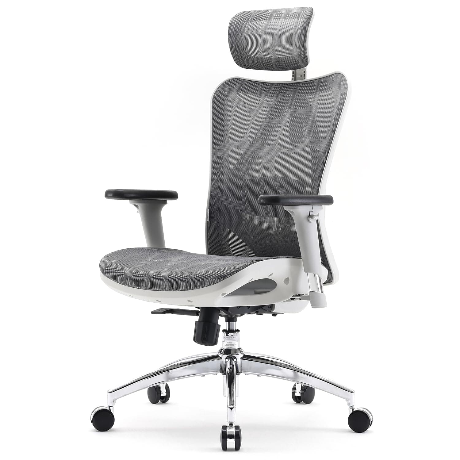SIHOO M57 Sedia ergonomica da ufficio,design completamente traspirante,per computer,schienale alto,regolabile 3D,con braccioli e supporto lombare(Grigio Chiaro)