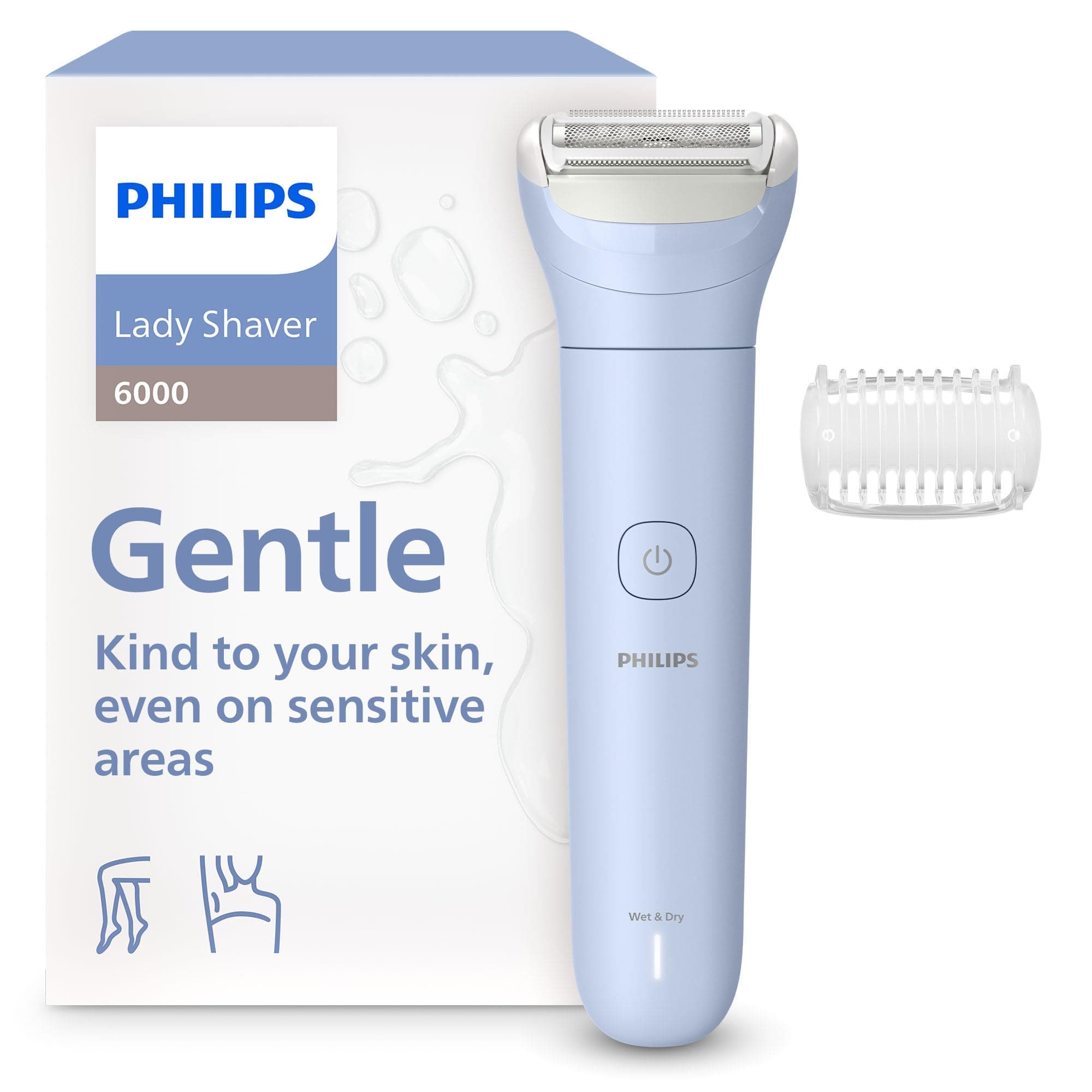 Philips Lady Shaver série 6000 – rasoir électrique sans fil, utilisation sur peau sèche ou mouillée, système de rasage à 3 lames, pour les jambes et le corps, autonomie de 80 min, modèle BRL127/00