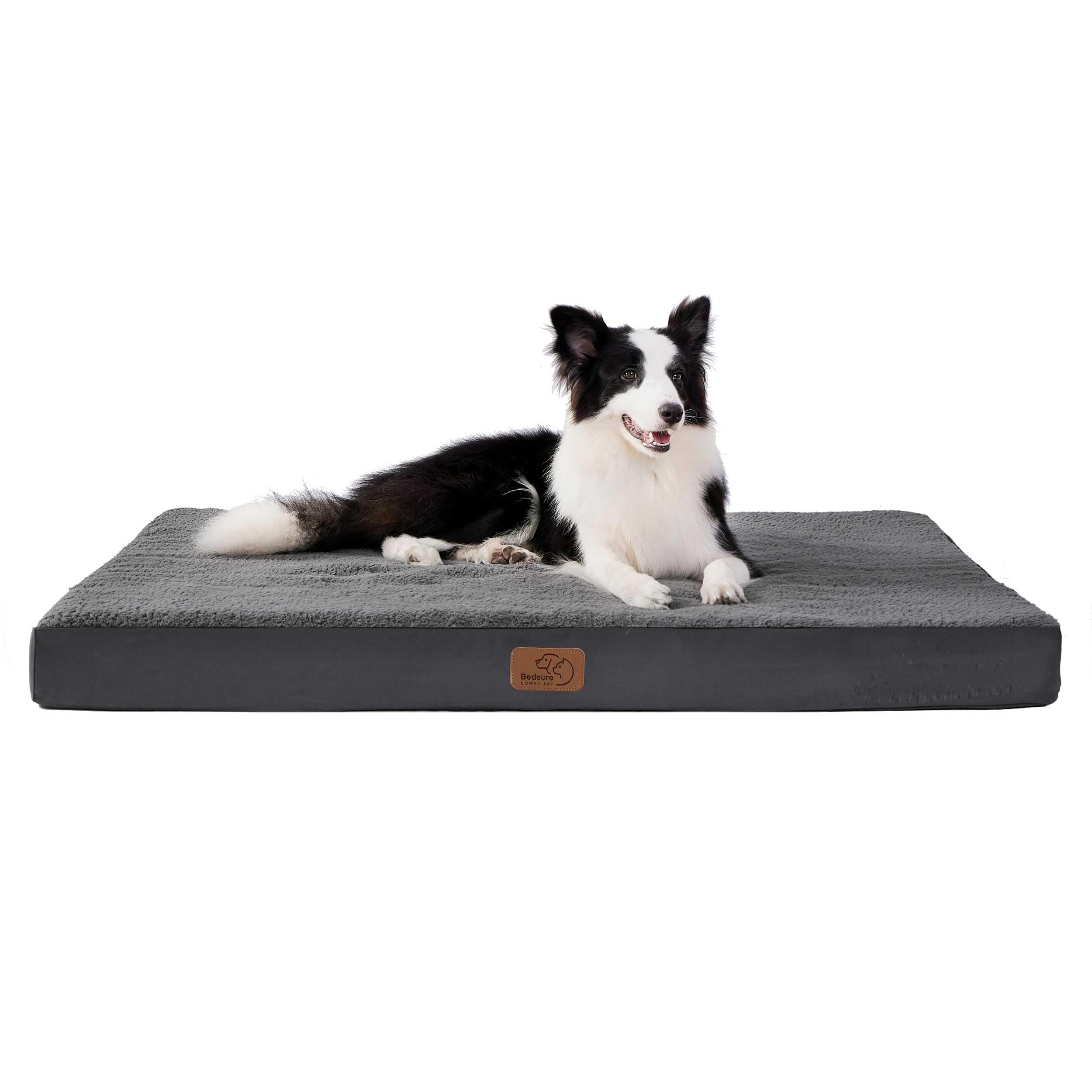 BEDSURE orthopädisches Hundebett Grosse Hunde - 91x69x7.6cm Hundekissen flauschig Hundematte waschbar Hundematratze in dunkelgrau für große Hunde