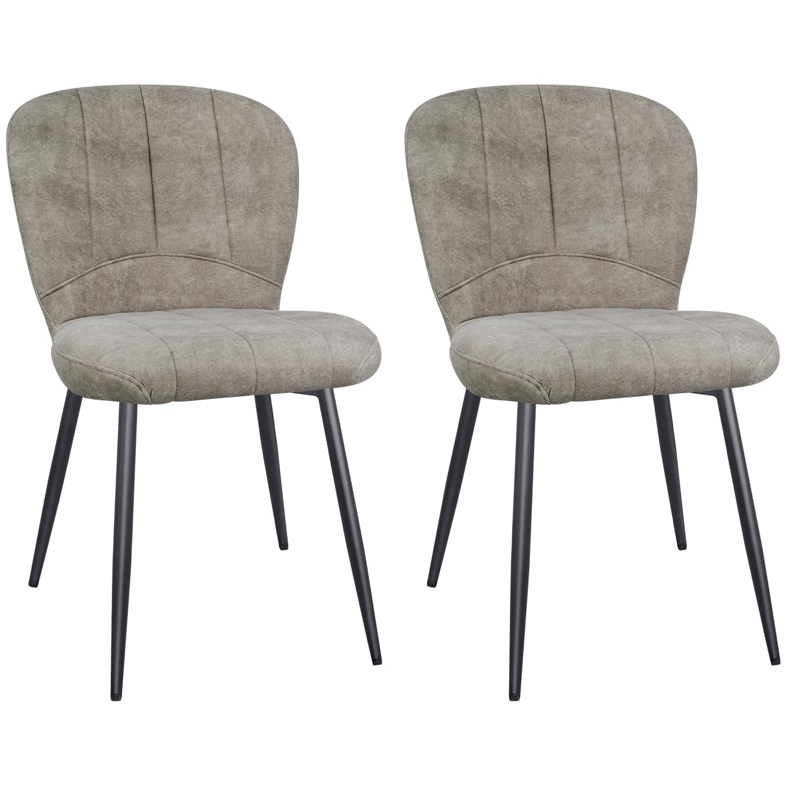 ANVOFONG Set di 2 Sedie Sala da Pranzo, Sedie da Cucina, Sedia Imbottita, Schienale in Tessuto con Gambe in Metallo Nero per Sala da Pranzo, Cucina, Moka.