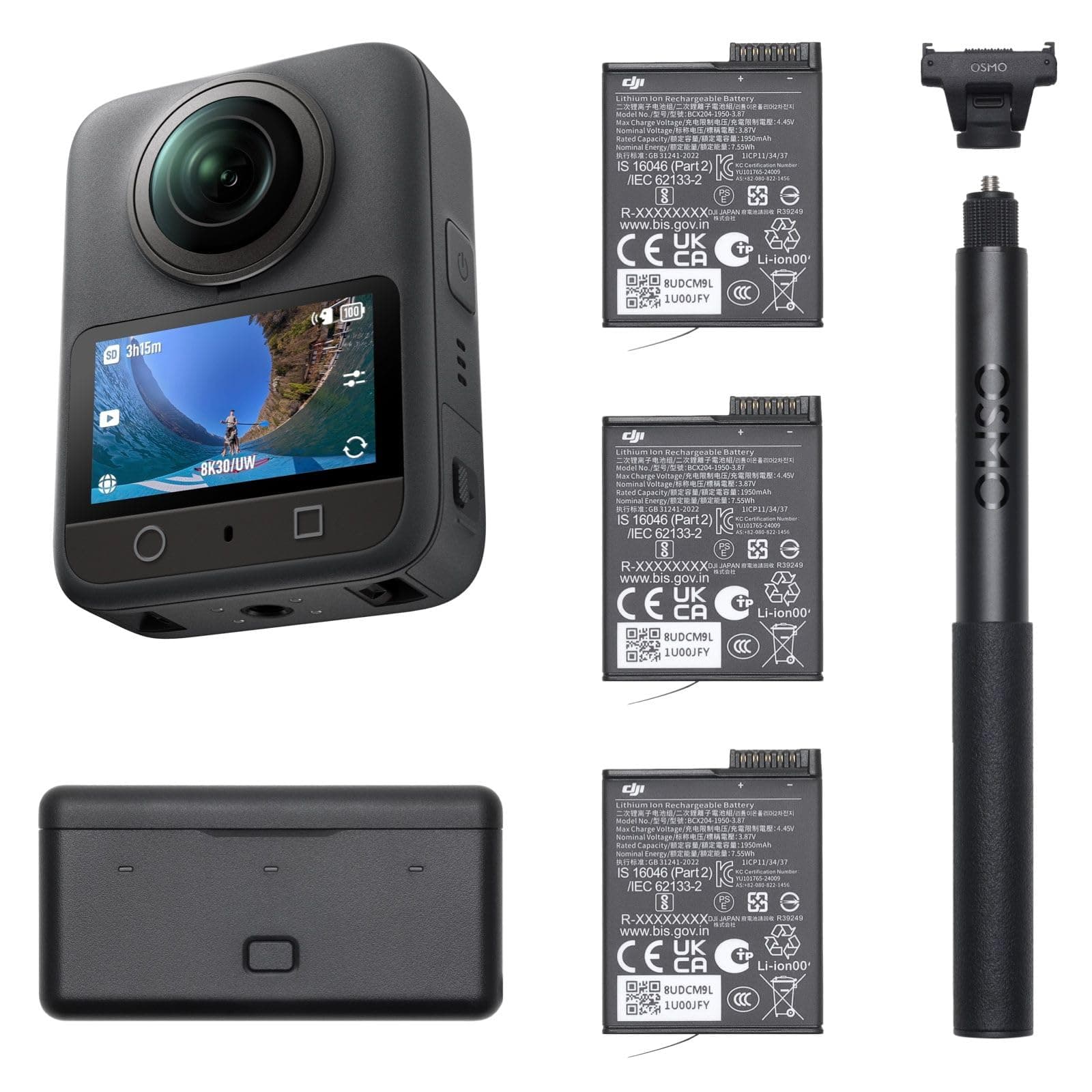 DJI Osmo 360 Combo Adventure, Camera 360 | Imaging 360° da 1", durata batteria estesa con 3 batterie, video 360° 8K nativo, video Boost 4K/120fps & 170°