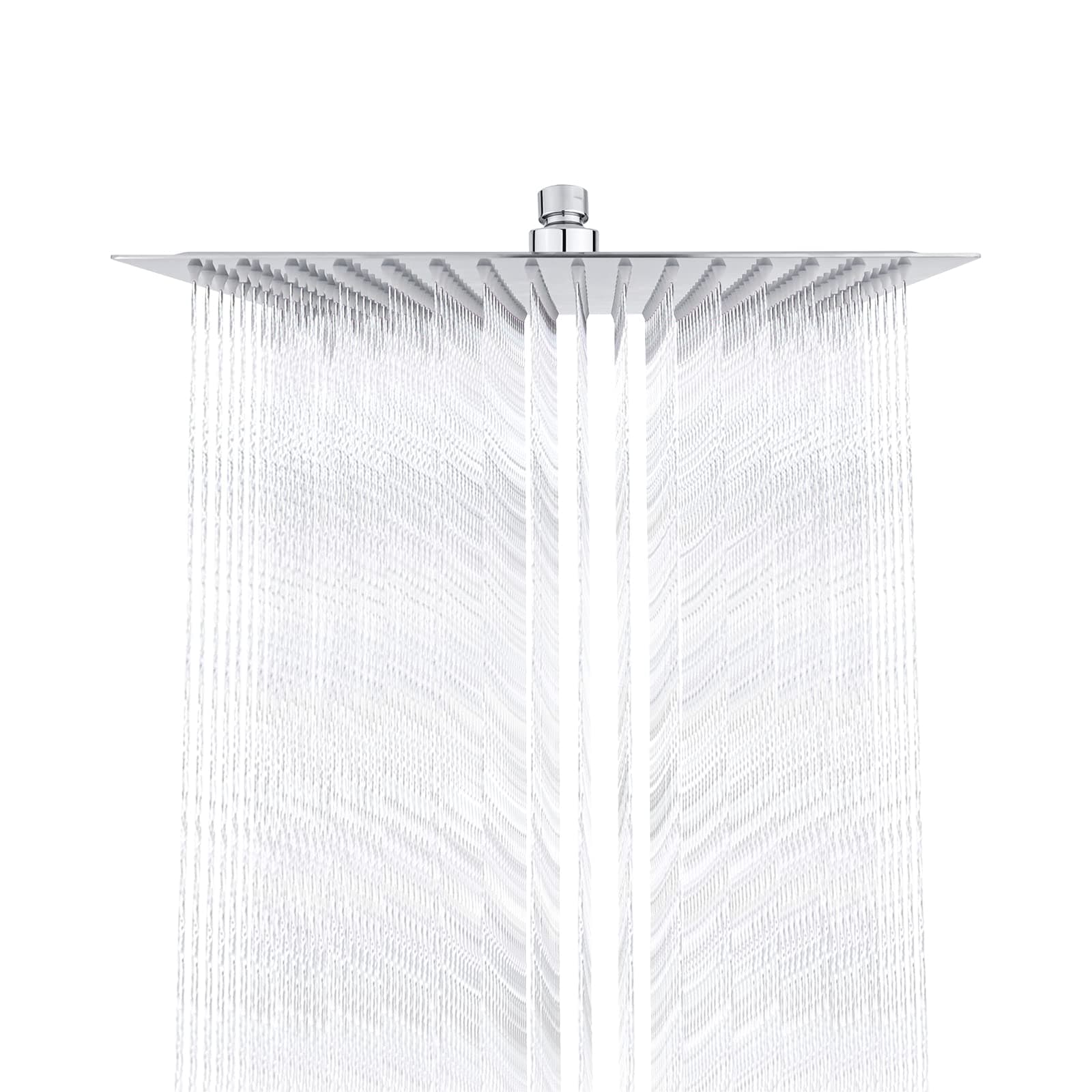 Ibergrif M20294 Soffione Doccia Quadrato 30x30 cm, Doccia Effetto Pioggia Ultrasottile 12 Pollici, Testa Fissa in Acciaio Inox 304 Cromato, Sistema Anticalcare con Rotazione 360° per Bagno