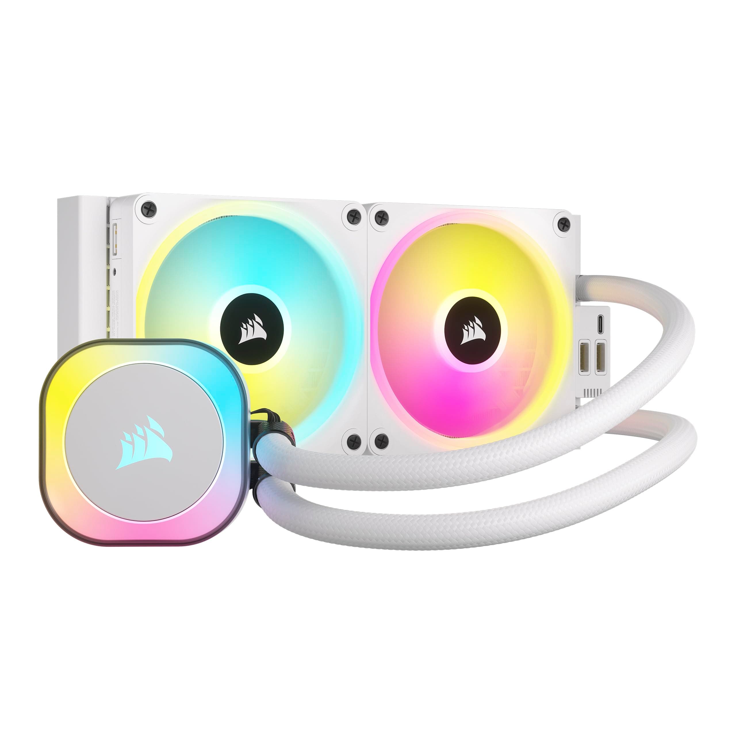 CORSAIR iCUE Link H100i RGB Liquid CPU Cooler - 240mm AIO - Ventilateurs QX120 RGB - Convient à Intel® LGA 1700, AMD® AM5 - Hub Système iCUE Link Inclus - Blanc