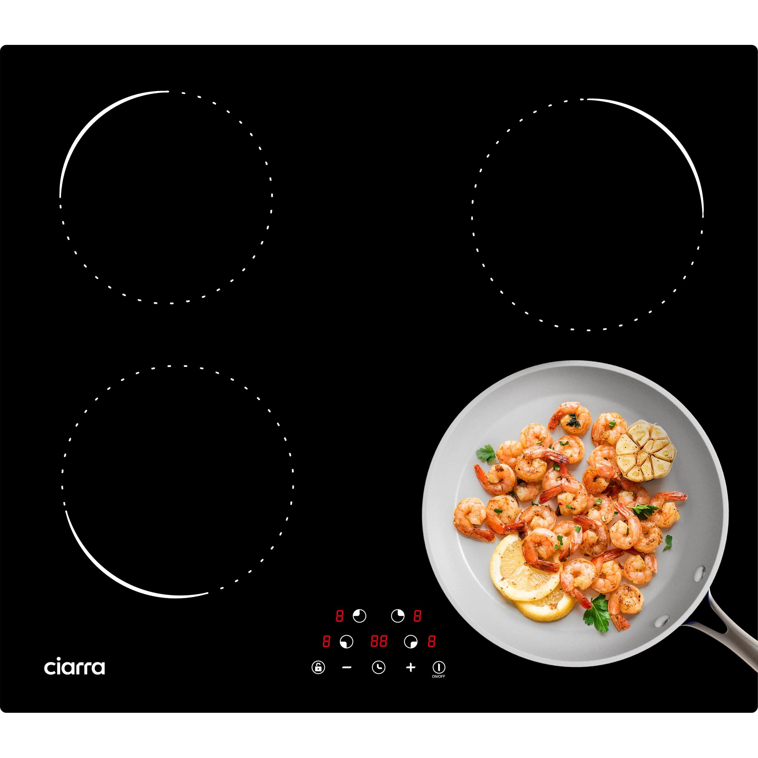 Ciarra Inducción de 4 Fuegos, Placa de Inducción 9 Niveles, Temporizador, Placa Elétrica Integrada 60cm CABBIH4-C