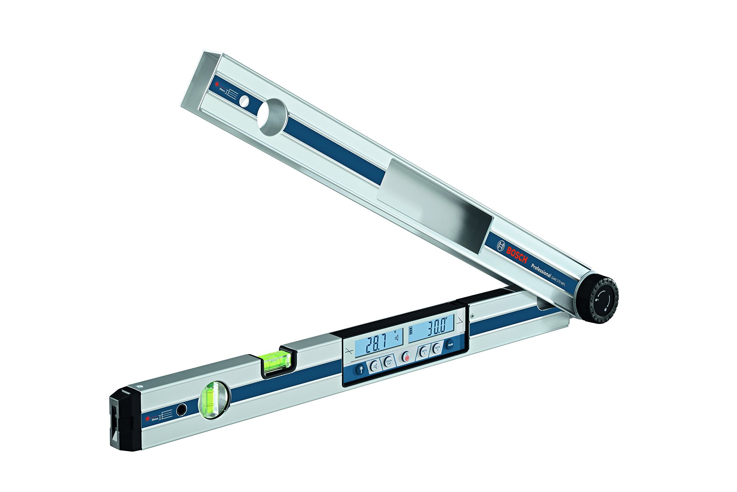 Bosch Professional Mesureur d'angle et niveau électronique GAM 270 MFL (précision du laser, calcul d'onglet, plage de mesure : 0 - 270º, longueur : 60 cm)
