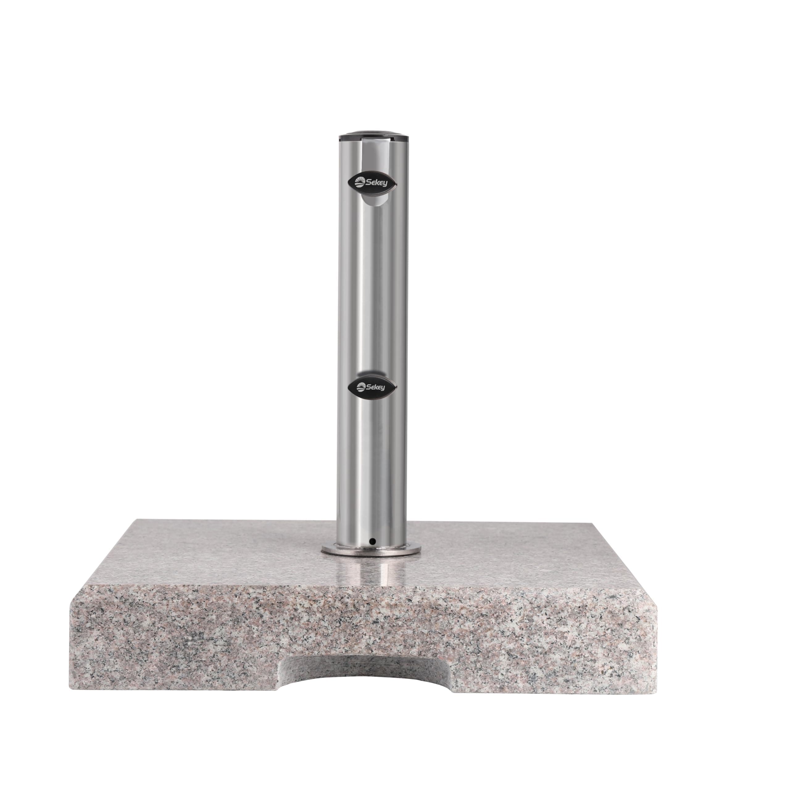 Sekey Granit Sonnenschirmständer mit Edelstahlrohr, Hochwertiger Sockel, für Schirmstöcke bis 32-48 mm, Balkonschirmständer 30KG Quadratisch