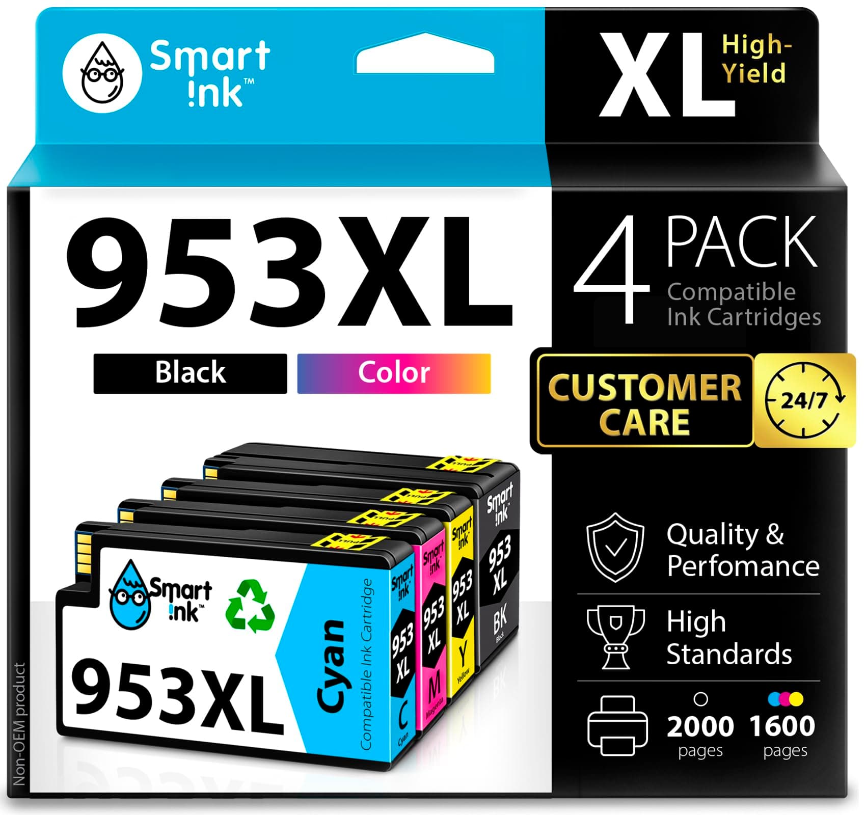 Smart Ink Cartucce Compatibili per HP 953XL 953 (4 Pack) con tecnologia chip avanzata da utilizare su OfficeJet Pro 7720 7730 7740 8210 8700 8710 8720 8730 8734 8740 8743