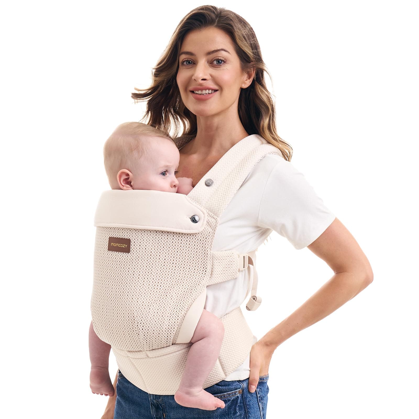 Momcozy Portabebés de Malla Transpirable, Ergonómico y Ligero, para Bebés de 3–24 Meses con Diseño de Espalda en X y Soporte Lumbar Mejorado, Comodidad Todo el Día para Crianza con Manos Libres
