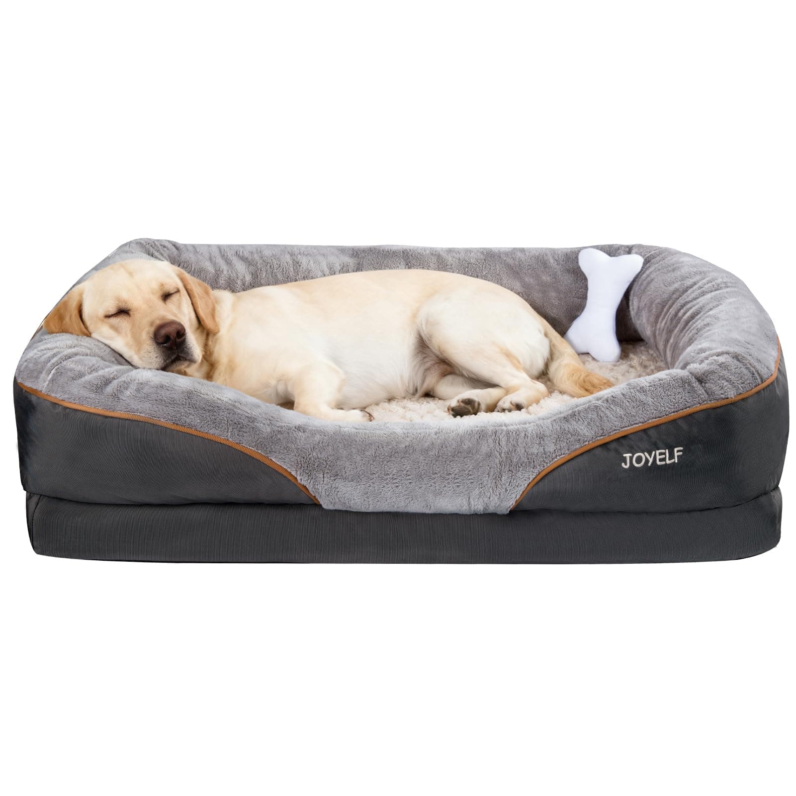 JOYELF lit pour Chien orthopédique XXL lit pour Animal de Compagnie en Mousse à mémoire de Forme avec Housse Lavable Amovible et Jouet grinçant comme Cadeau