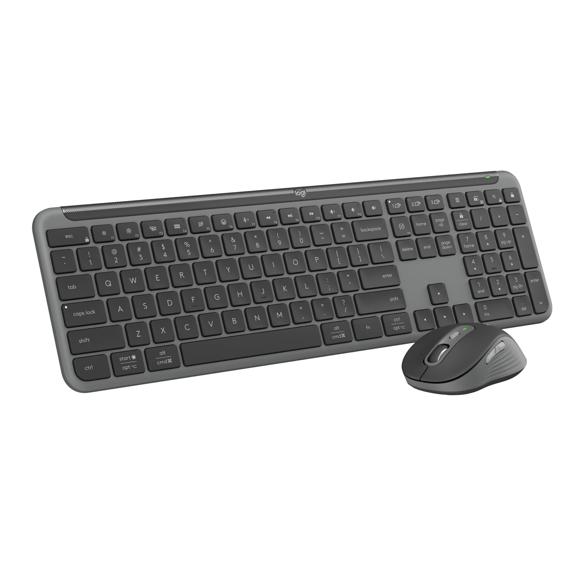 Logitech MK950 Signature Slim – Clavier et Souris sans Fil AZERTY FR, Design élégant, Frappe et clics discrets, 3 appareils, Multi-OS, Windows et Mac – Graphite