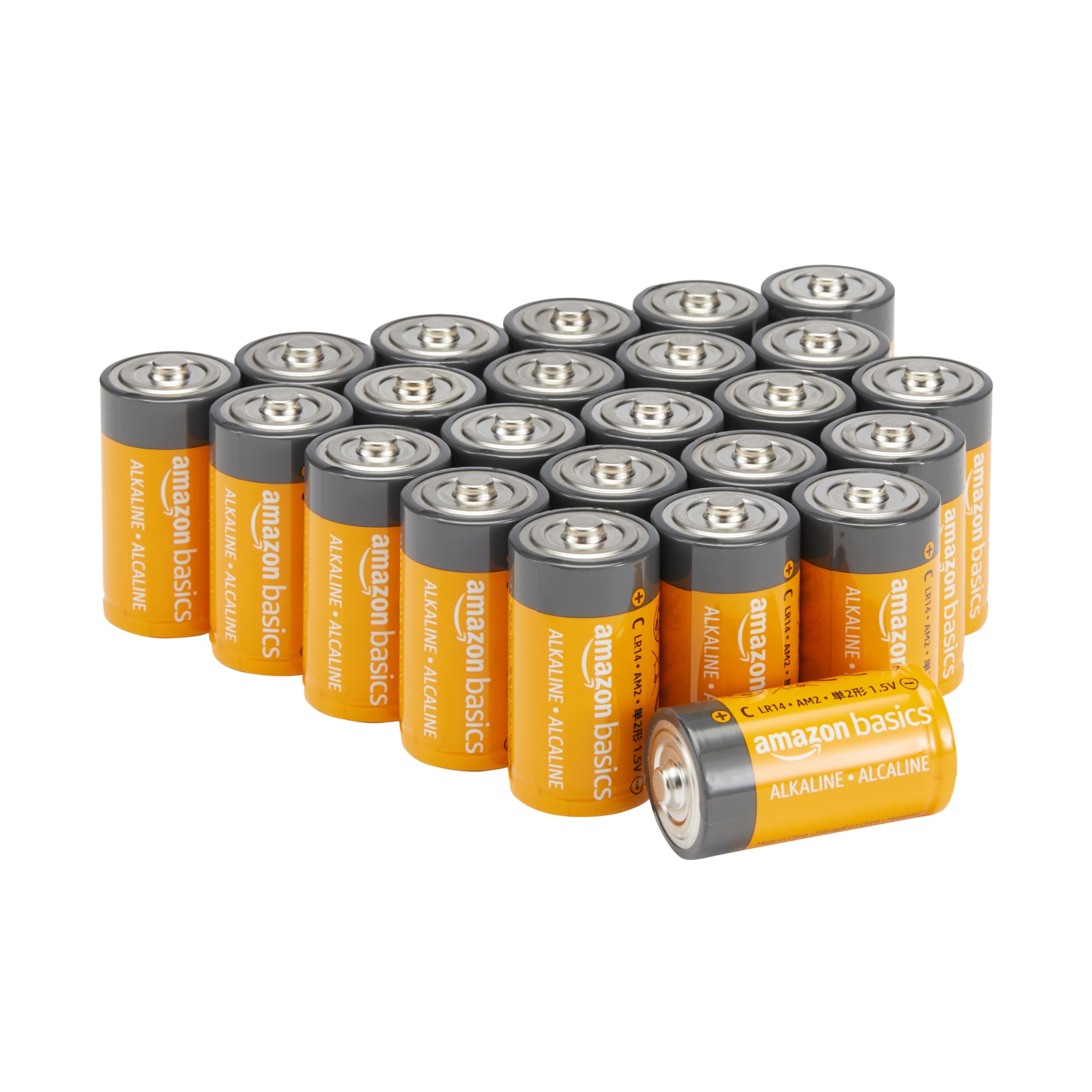 Amazon Basics Lot de 24 piles alcalines type C multi-usage, 1,5 V, durée de conservation de 5 ans