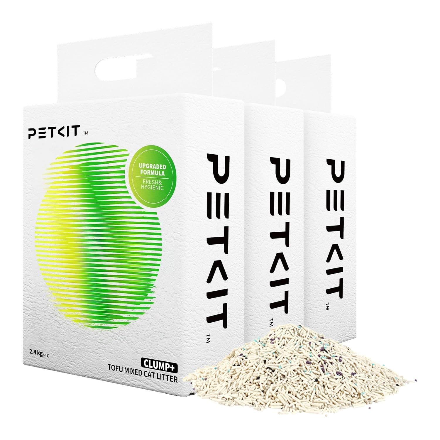 PETKIT Lettiera per Gatti Agglomerante, Lettiera Mista Tofu Bentonite per Gatti,Risciacquabile,Super Assorbente,Elimina Gli Odori e la Polvere(2.4kg×3 Confezioni), 7.2KG
