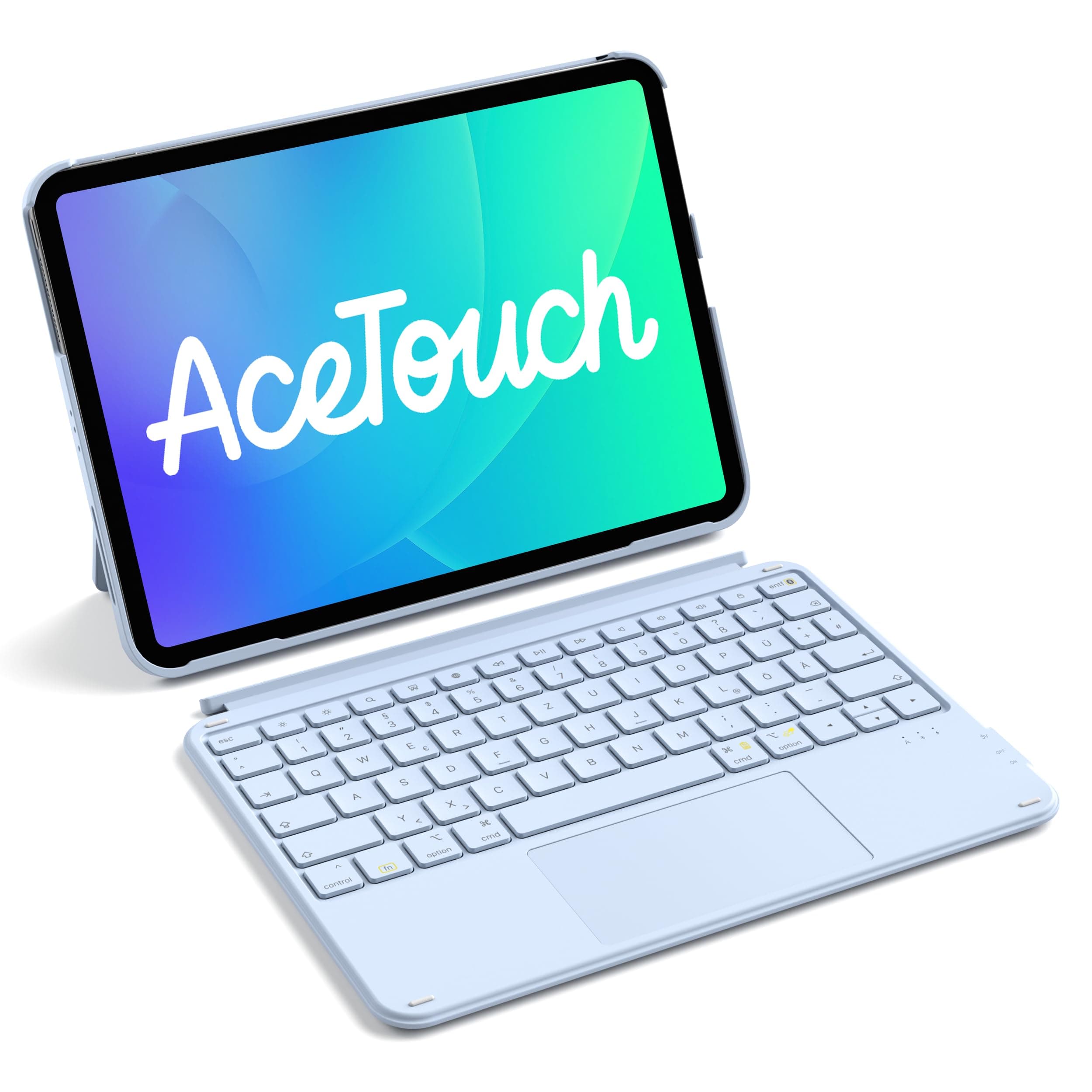 Inateck Hülle mit Tastatur,Ultraleichte Tastatur für iPad 10/11 Generation A16 2025 11 Zoll,iPad Air 11" M3/M2 (2025/2024),Air 5/4,Pro 11 4/3/2/1,Abnehmbar, mit Touchpad, QWERTZ, AceTouch KB04122