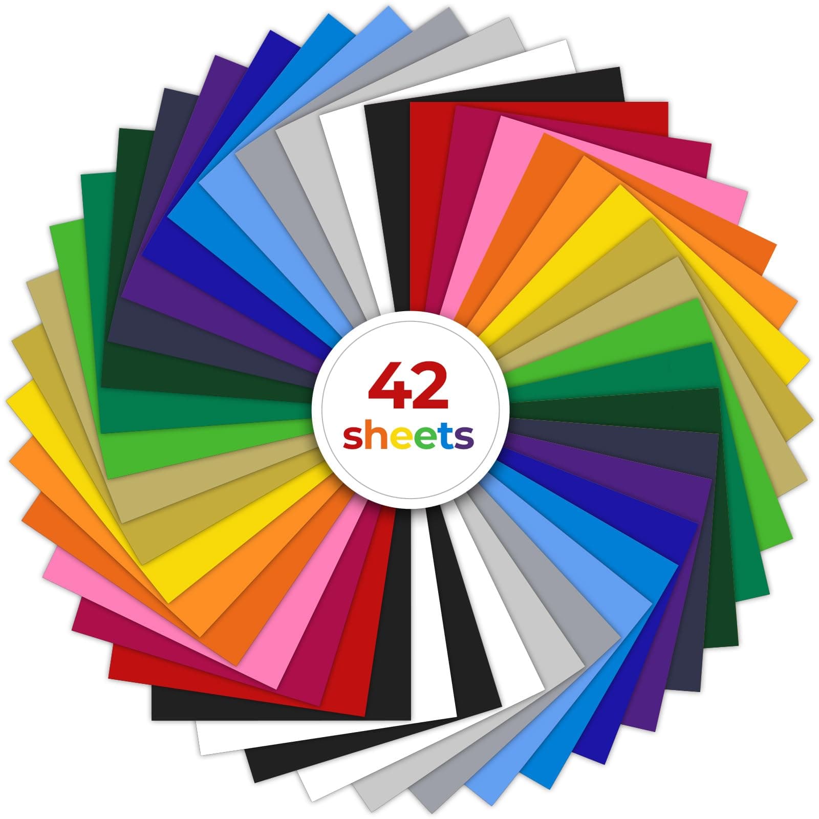 Ohuhu Plotterfolie Textil 42 Stück, 30.5×25.4 cm Flexfolie Plotter Textil, Plottermaschine für T-Shirt, Kleidung, Hüte oder andere Stoffe, Bügelfolie(20 Farben)