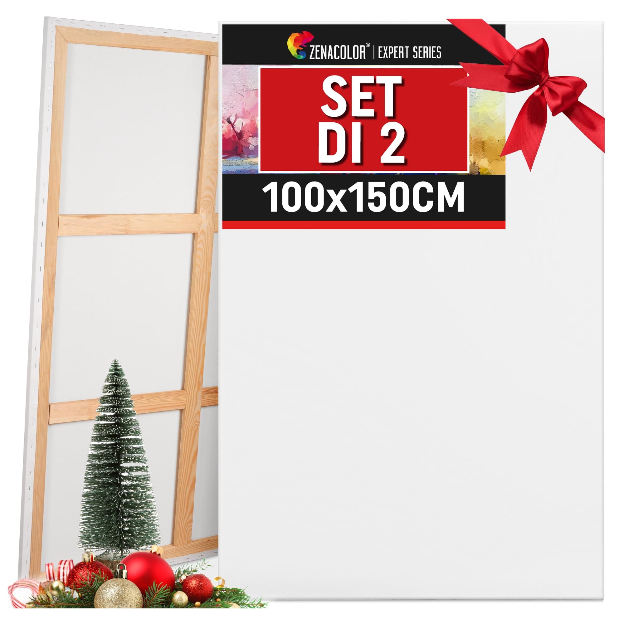 Zenacolor Tela per Dipingere 100x150 - Set di 2 Canvas Tele per Dipingere 100x150 Senza Acido - Adatte a Tutti i Tipi di Pittura su Tele