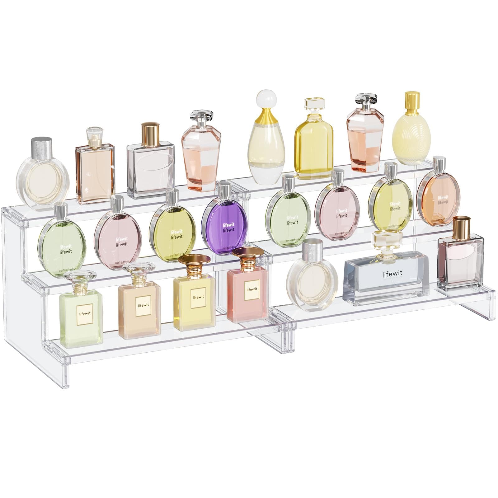 Lifewit 3 stufiger Klarer Display Ständer, Kunststoff Schminktisch Organizer, Plastik Organizer für Make-up Figuren Cupcake Nagellack Gewürz Kunsthandwerk, Acryl Riser Display Regal 30 cm/12", 2 Stück