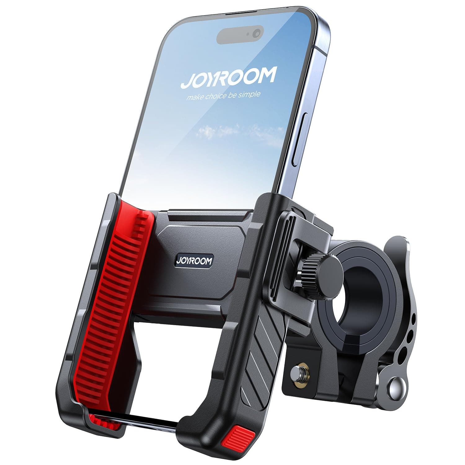 JOYROOM Support Telephone Moto, [Absorption Chocs Antidérapante] Support Téléphone Vélo du Guidon [1s Verrouillage et Libère] Universel Porte Telephone Moto pour iPhone, Samsung 4,7" -7" Smartphone