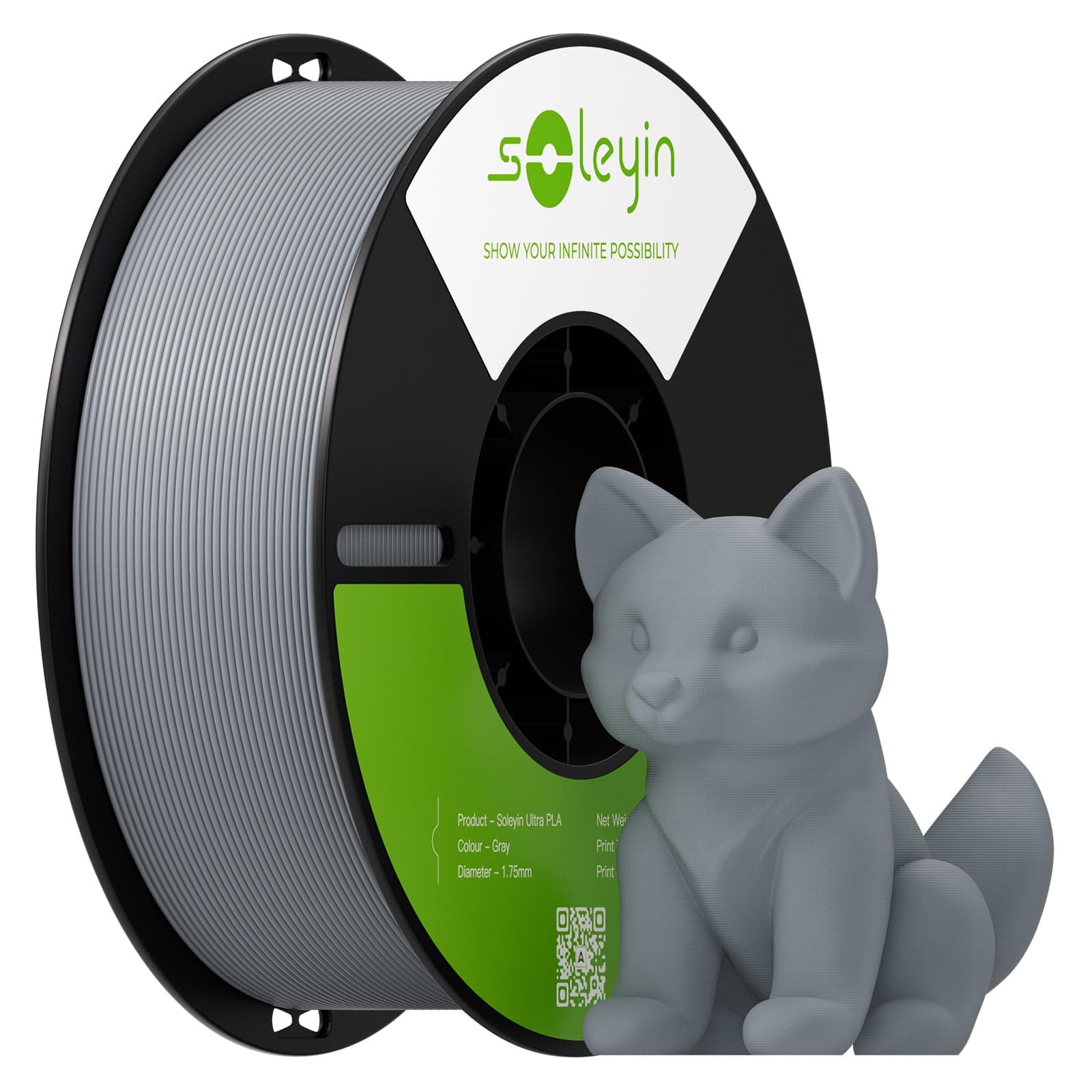 Filamento PLA 1,75 mm per stampante 3D, Alta Velocità 30-300mm/s, Alta Precisione +/- 0,02 mm, 1 kg (2,2 libbre), per Maggior Parte Stampanti 3D FDM (Grigio)