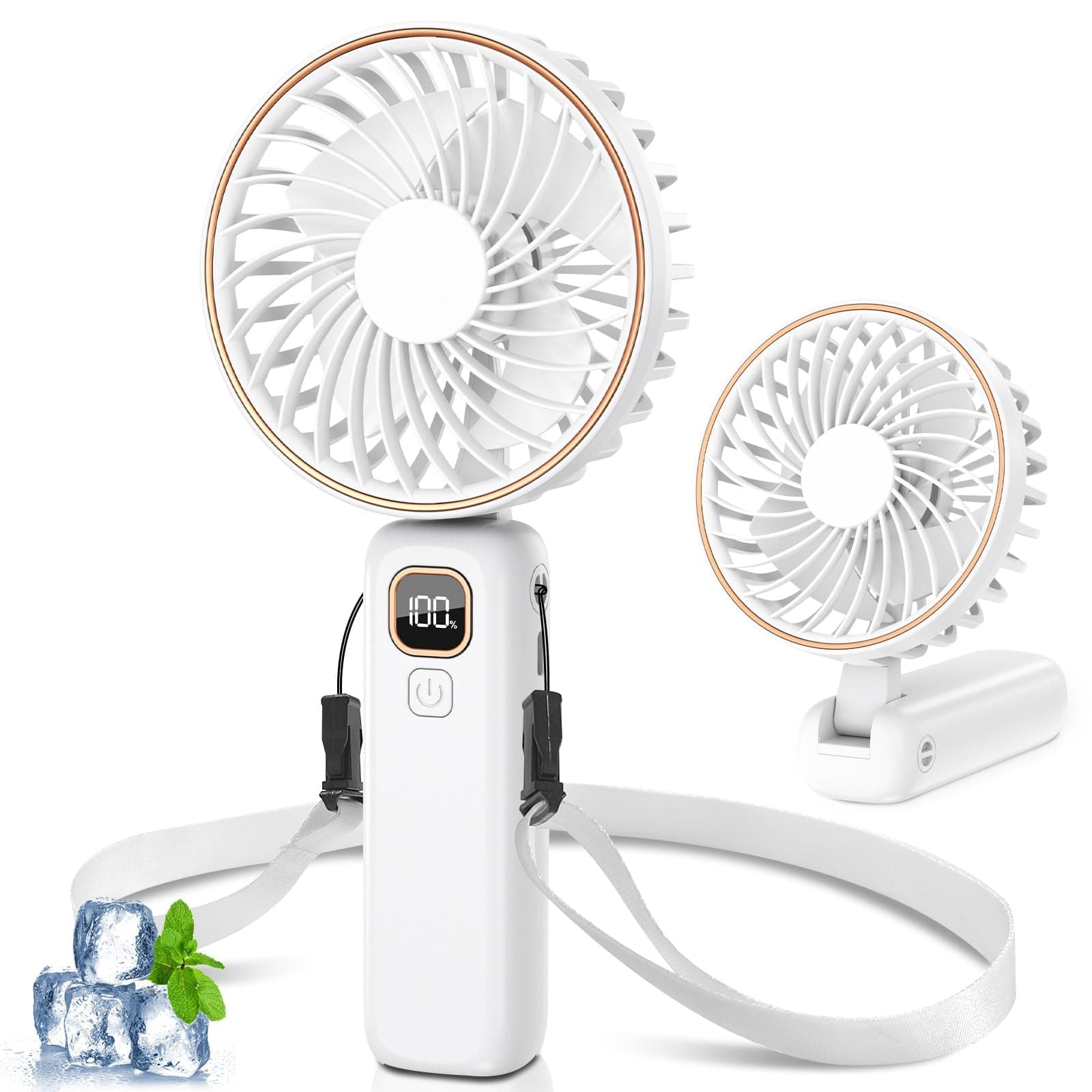 Ventilador Portatil, Mini Ventilador De Mano, Batería 4000 mAh, Max 24 Horas de Duración , Con 6 Velocidades, Ultra Silencioso, Adecuado Para El Hogar, La Oficina, El Dormitorio y Viajes Al Aire Libre
