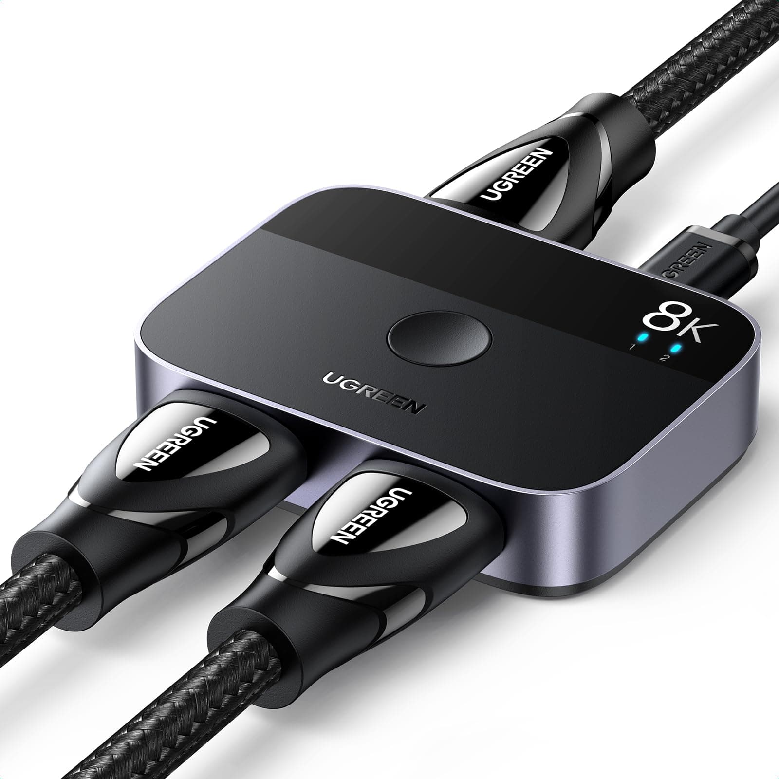 UGREEN HDMI Switch 8K@60Hz 4K@144/120/60Hz, Aluminium 2 in 1 Out/1 in 2 Out, HDMI Umschalter für PS5/PS4/Xbox/TV Box/Blu-ray Player/DVD Player/Projektor/Monitor/Laptop