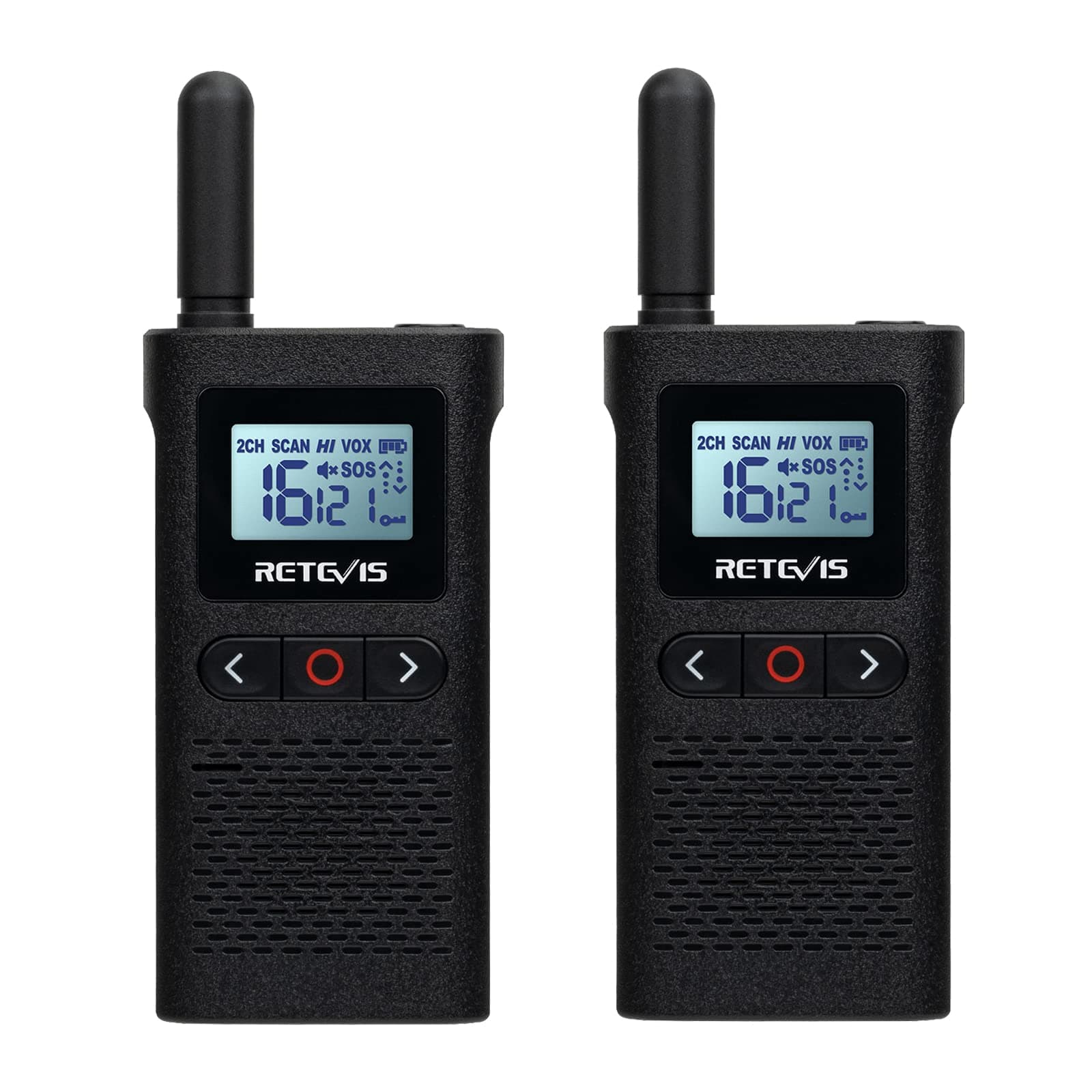 Retevis RB628 Walkie Talkie, PMR446 Mini Walkie Recargable 1500mAh, VOX, Pantalla LCD, Ligero, Pequeño Walkie Talkie Profesional para Senderismo, Camping (2 Piezas, Negro)