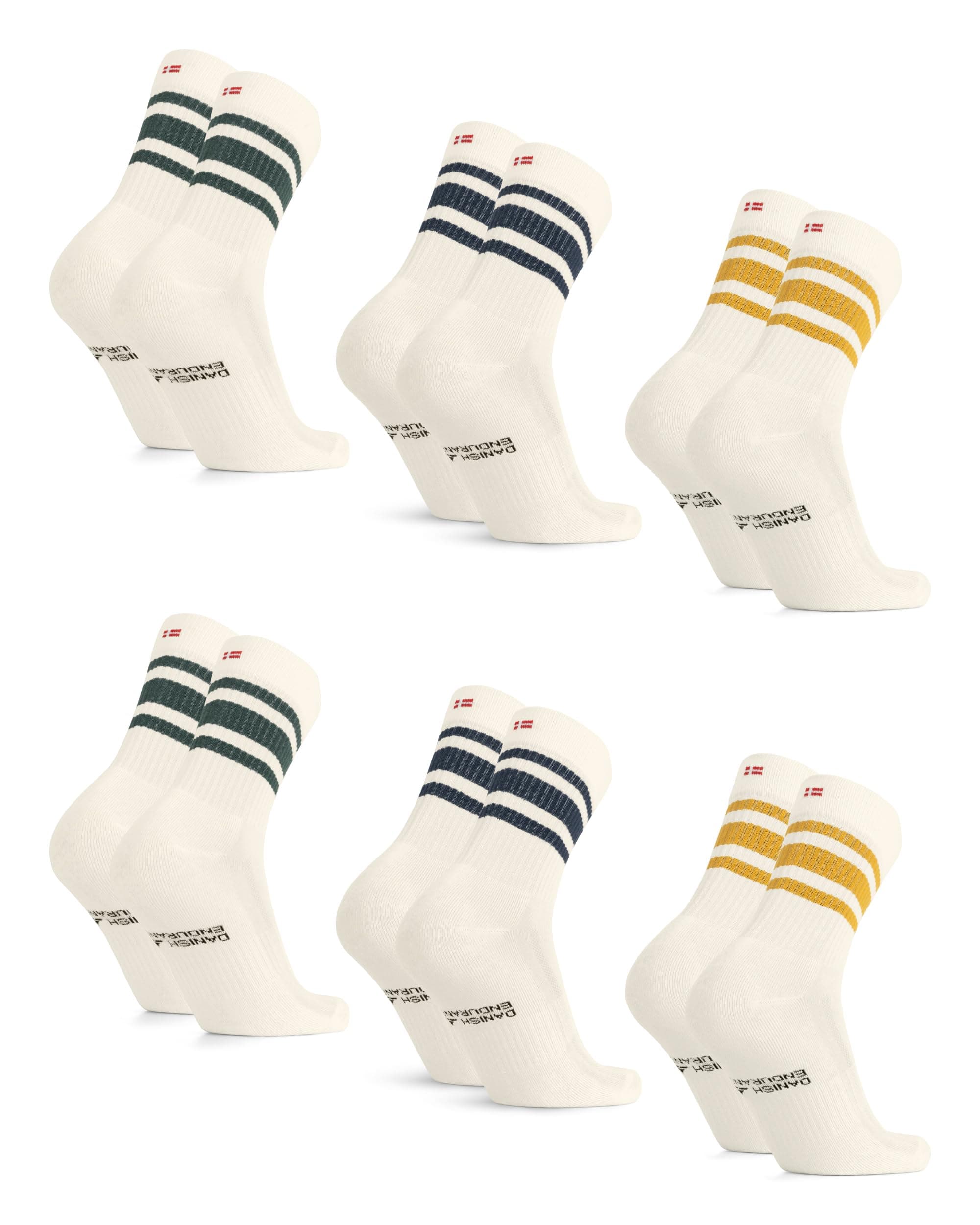 DANISH ENDURANCE Bio-Baumwolle Tennissocken, Sneaker Socken, Sportsocken, Lange Alltags Socken, Strümpfe, Herren & Damen, 3 oder 6 Paar